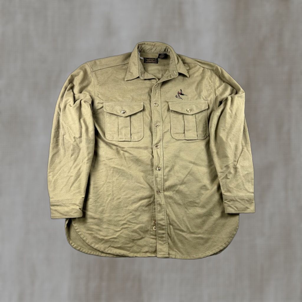Eddie Bauer VINTAGE Eddie Bauer Shirt Mens Large Beige Flannel Made USA 90S Hunting Bird Embroidered Pockets Button-Up Outdoor Size US L / EU 52-54 / 3 - 1 Thumbnail