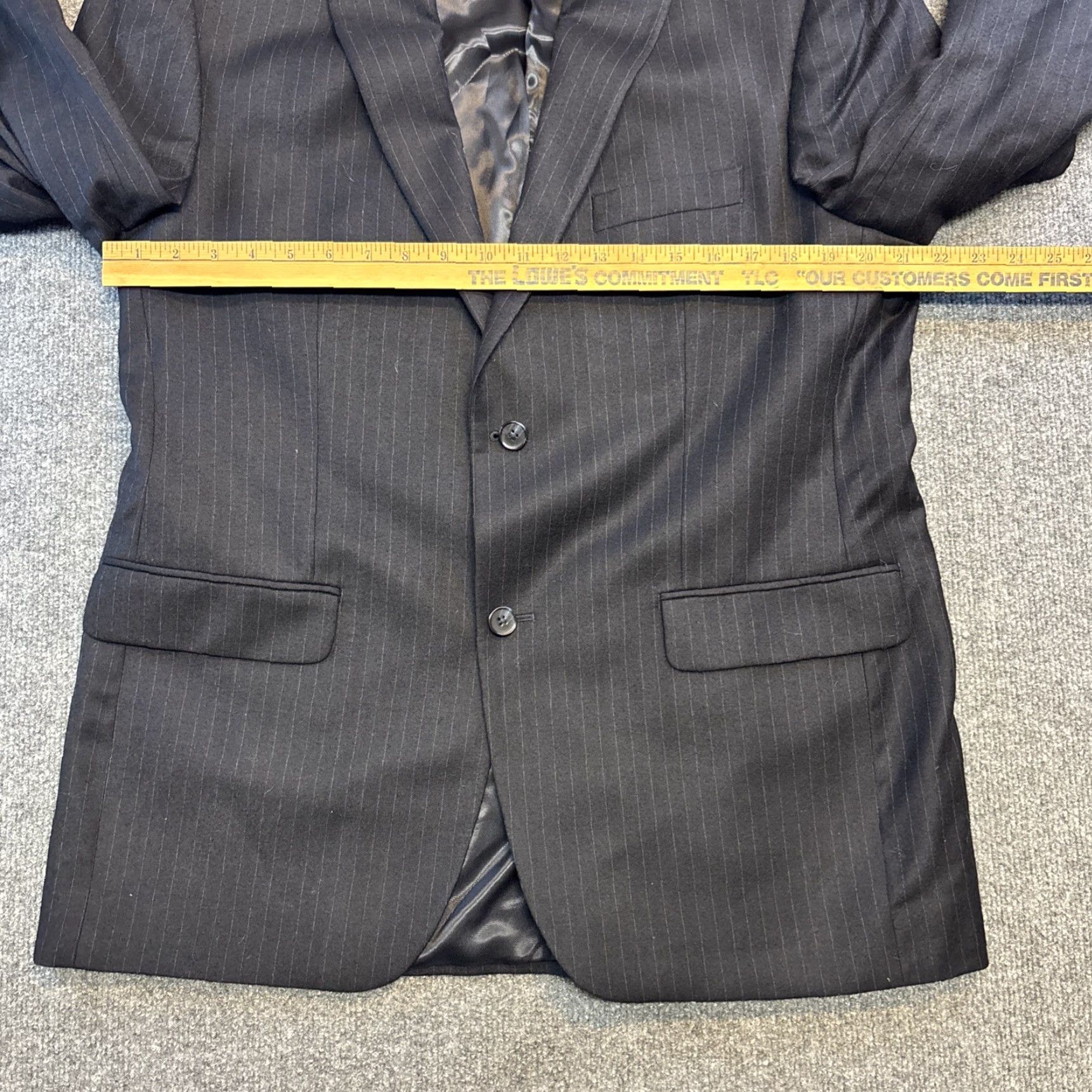 Tasso Elba Tasso Elba Mens Blazer Jacket Navy pinstripe 42R 36W Wool Cashmere Blend Geometric 2-Button Single-Breasted Jacket Mens Regular Blue Size 42R - 2 Thumbnail