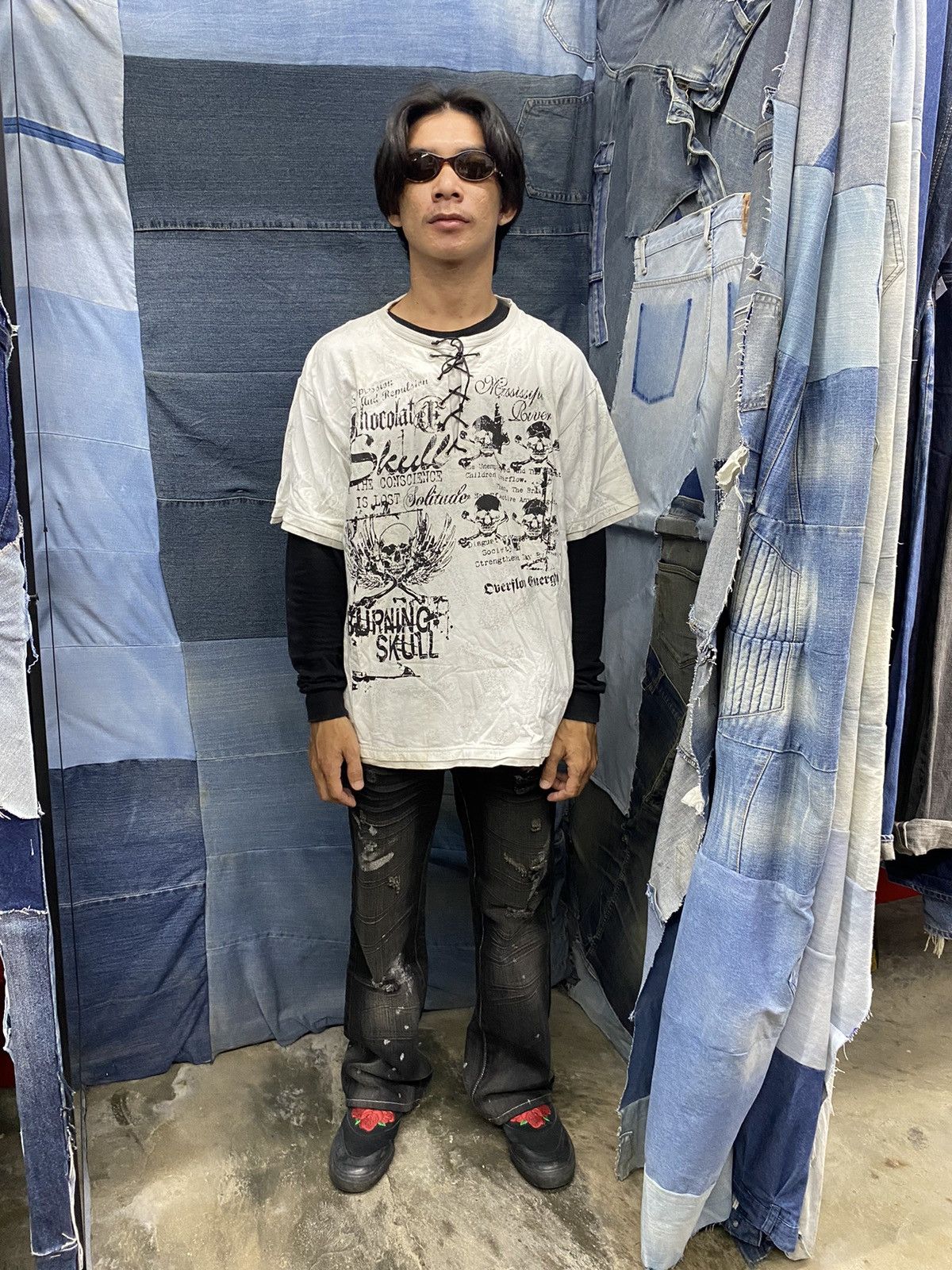 If Six Was Nine × Japanese Brand × Le Grande Bleu (L.G.B.) burning skull beaumere tshirt double layer ifsx lgb Size US L / EU 52-54 / 3 - 7 Thumbnail