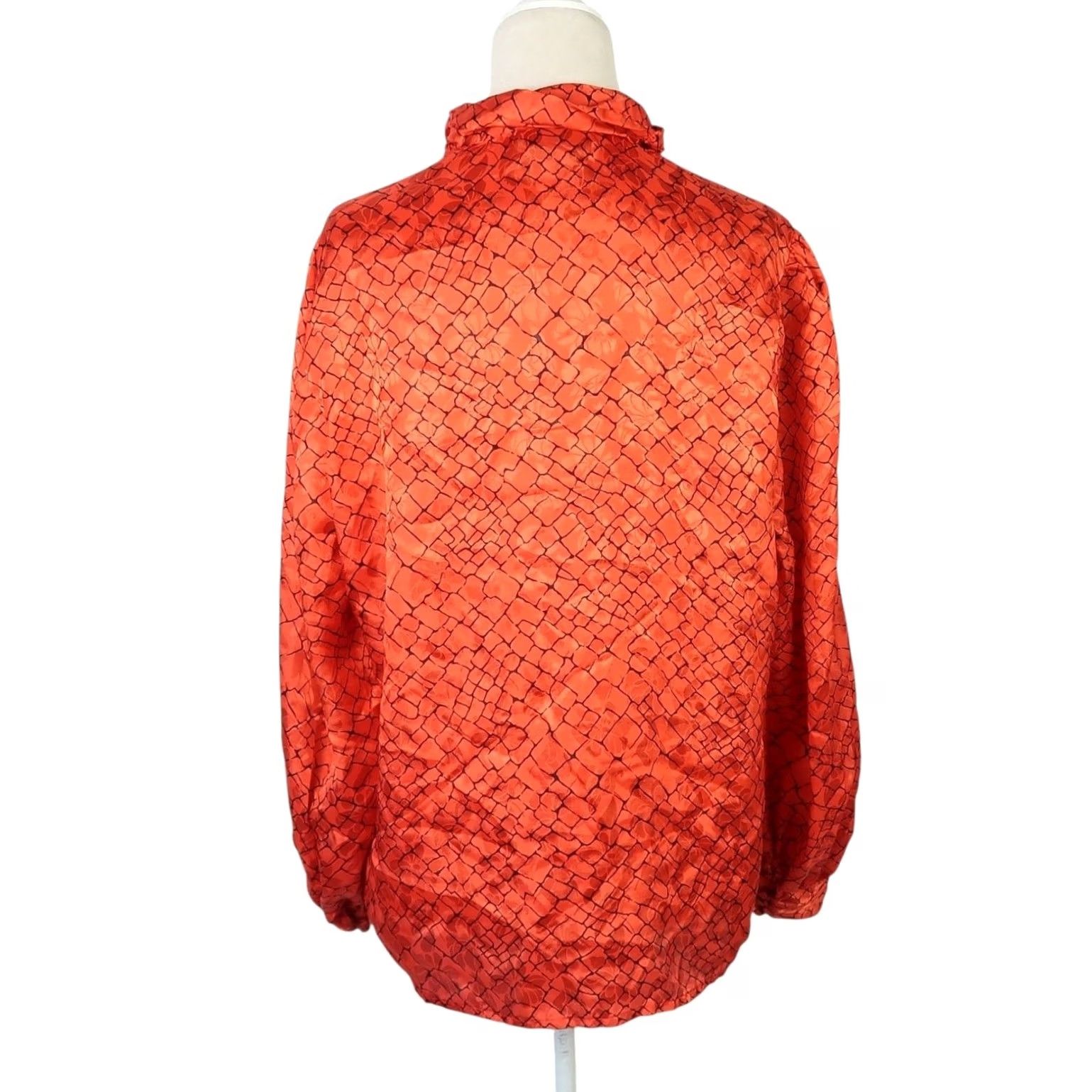 Vintage VINTAGE David Matthew Blouse Shirt 14 Red Black Croc Print Satin Mock Neck Long Sleeve Women 80s Size XL / US 12-14 / IT 48-50 - 4 Thumbnail