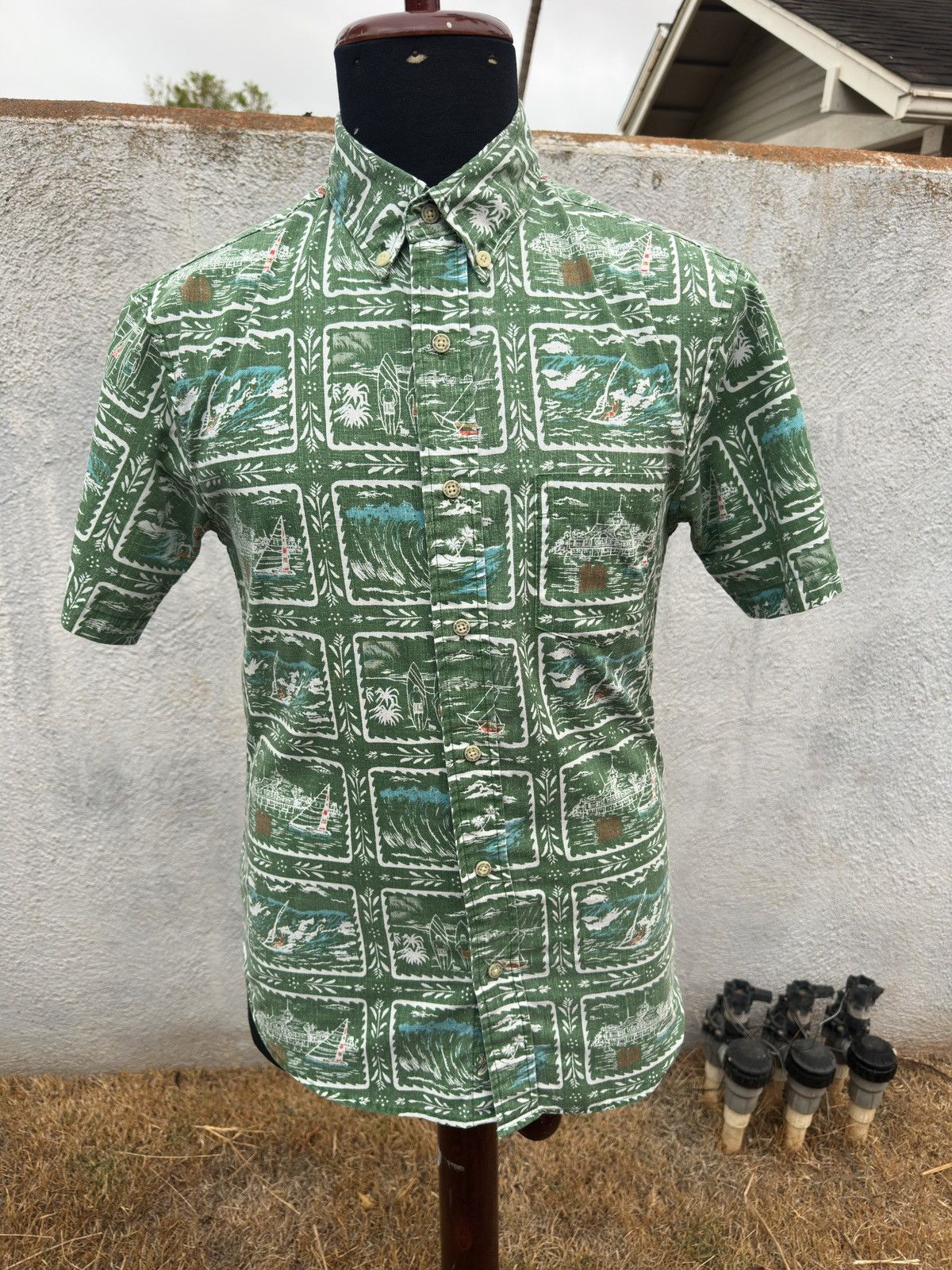 Reyn Spooner PreOwned Reyn Spooner Tailored Fit Green Hawaiian Men's S Size US S / EU 44-46 / 1 - 1 Thumbnail