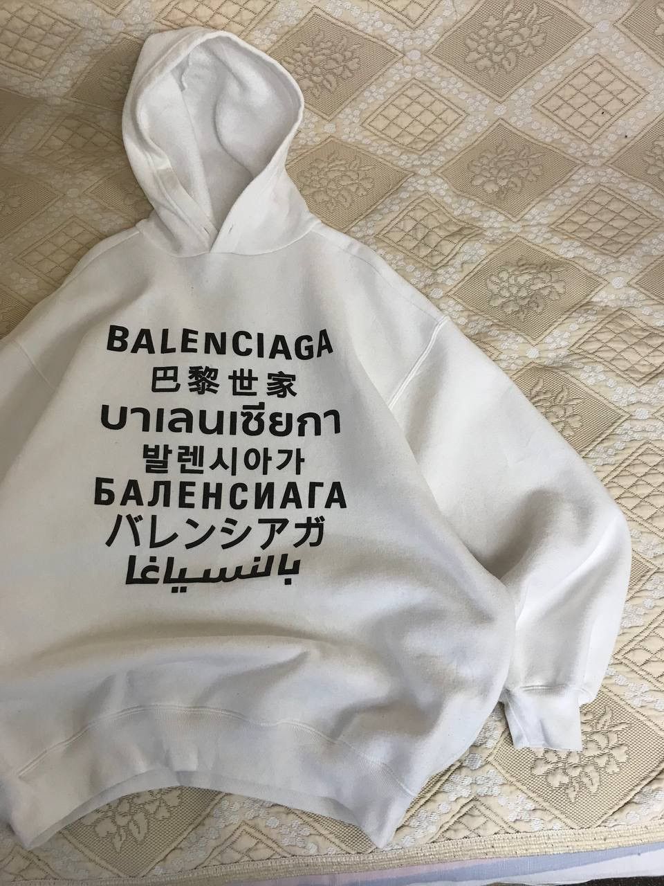 Balenciaga 🔥 Balenciaga Languages Logo Oversized Hoodie Pullover Size US XXS / EU 40 - 2 Thumbnail