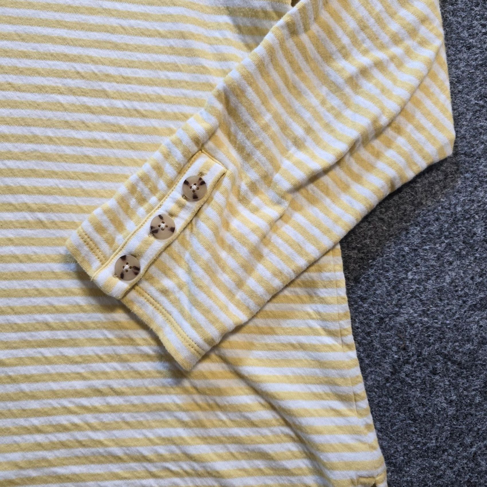 J. Jill J. Jill Top Womens Petite Medium Yellow Striped Collared Long Sleeve Casual Size PM Size M / US 6-8 / IT 42-44 - 3 Thumbnail