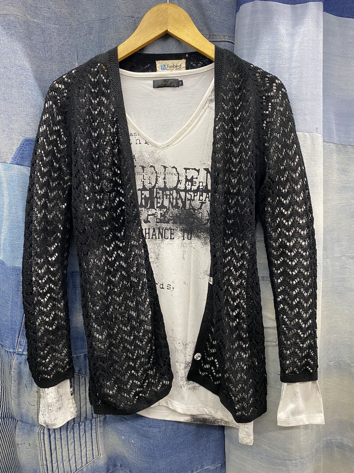 Beauty Beast × Le Grande Bleu (L.G.B.) Y2K 2000s nagasakiya japan open knit fishnet cardigan Size S / US 4 / IT 40 - 1 Thumbnail
