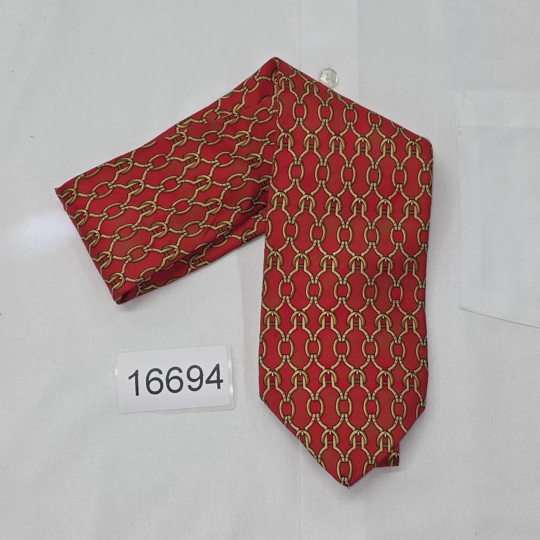 Brooks Brothers VTG Brooks Brothers Equestrian Bit Silk Tie Men’s Necktie Designer USA Red 56 1/2" x 3 3/4" Silk Geometric Tie Shirt?? Size ONE SIZE - 6 Thumbnail
