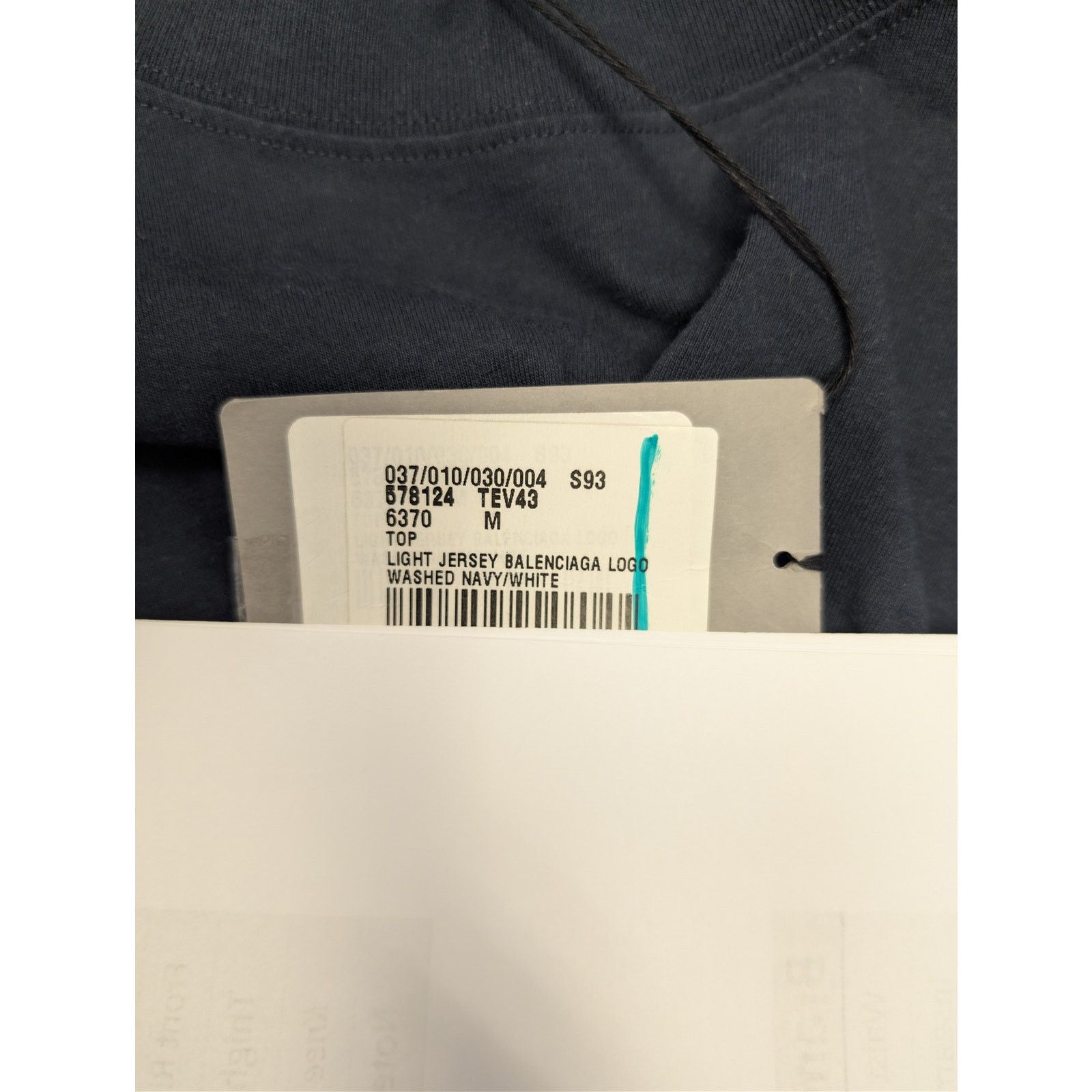 Balenciaga o1rshd1 Light Jersey Balenciaga Logo Top T-Shirt Washed Navy Size US M / EU 48-50 / 2 - 21 Thumbnail