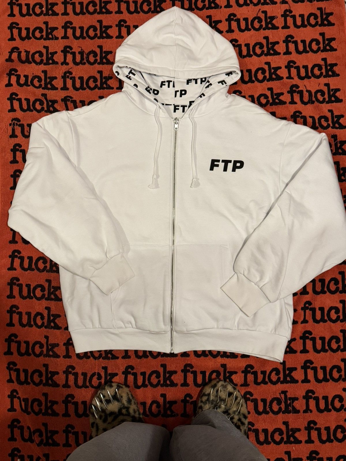 Fuck The Population White FTP Full Zip Up Hoodie Reversible Logo Size US XL / EU 56 / 4 - 1 Thumbnail