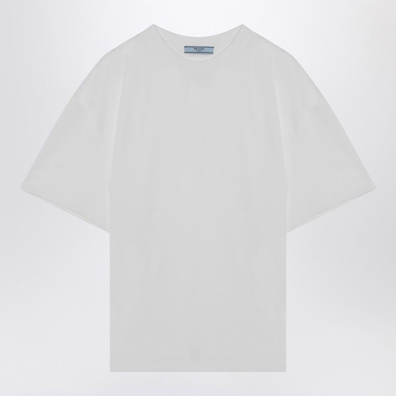 Prada Prada White Cotton T-Shirt Size L / US 10 / IT 46 - 1 Thumbnail
