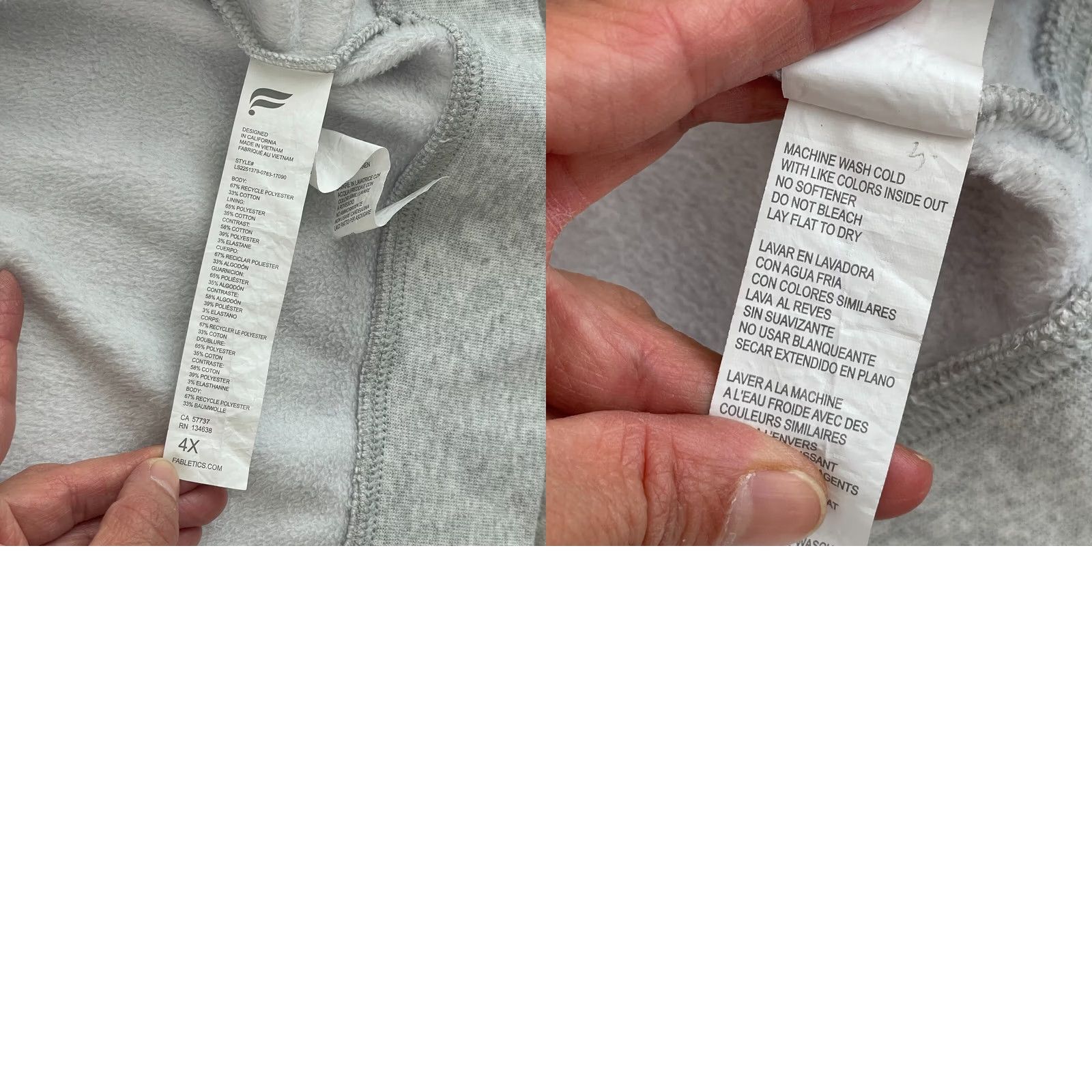 Fabletics Fabletics Grey Heather Hoodie Women 4X Full Zip Long Sleeve Athleisure Active Size XXL / US 16-18 / IT 52-54 - 8 Thumbnail