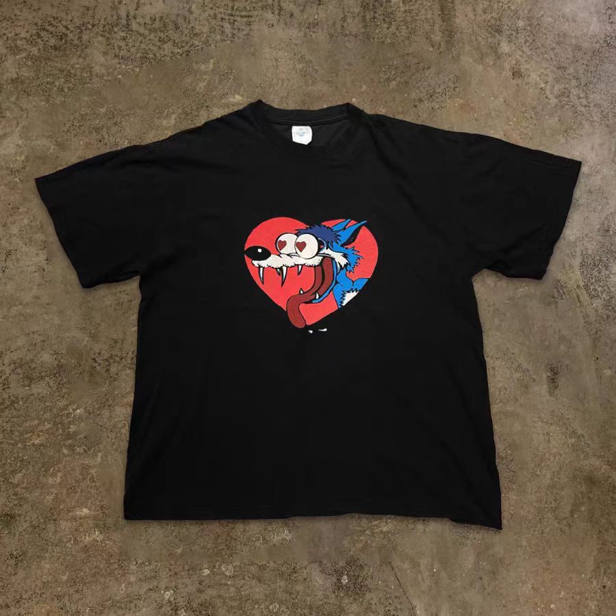 Vintage Black washed retro wolf print tee Size US M / EU 48-50 / 2 - 1 Thumbnail