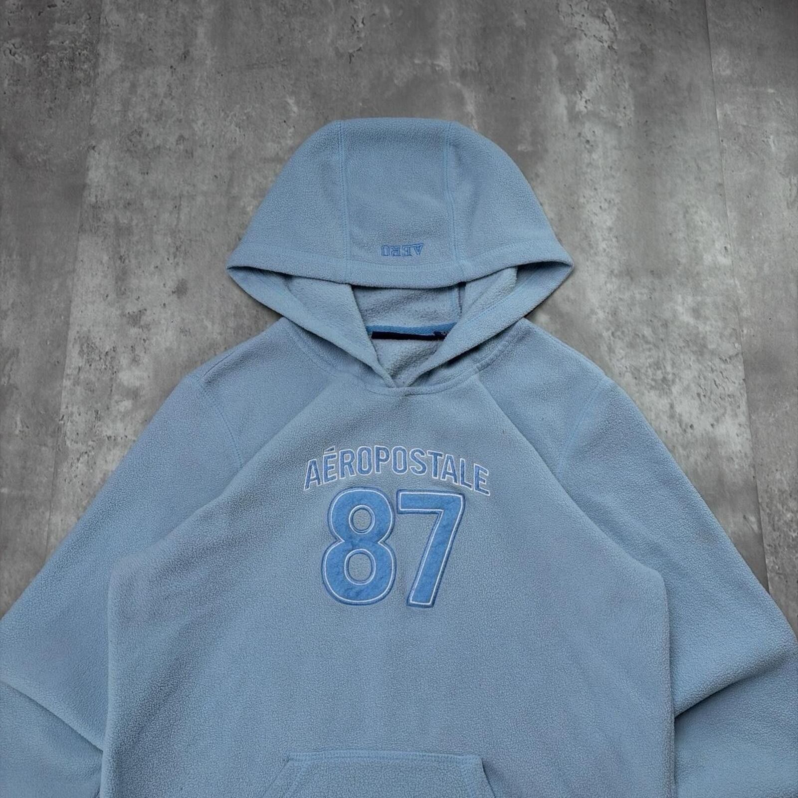 Aeropostale Y2K Light Blue Aeropostale Grunge Skater Fleece Hoodie Size L / US 10 / IT 46 - 3 Thumbnail