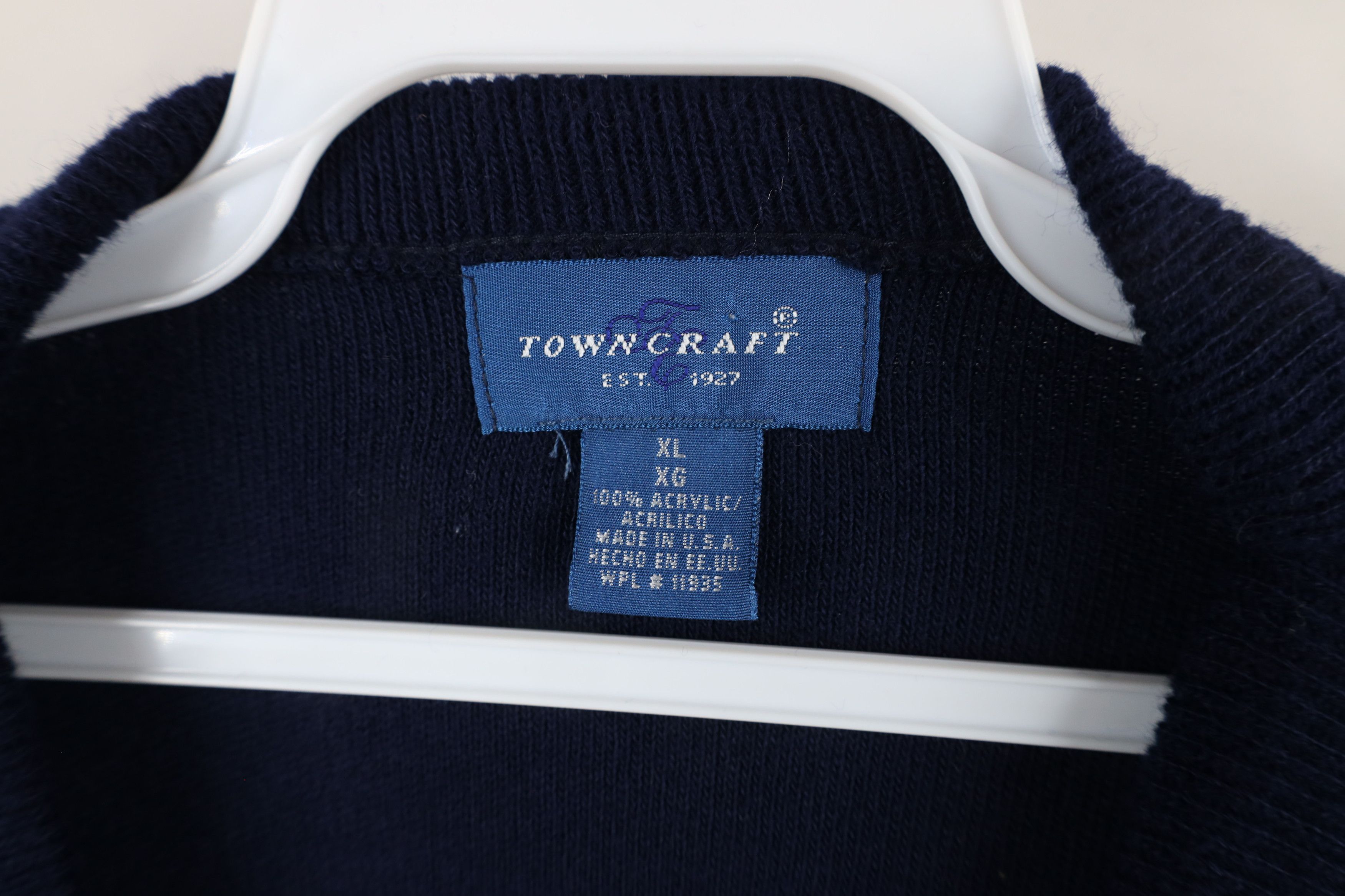 Vintage Vintage 90s Streetwear V-Neck Sweater Navy Blue Acrylic USA Size US XL / EU 56 / 4 - 4 Thumbnail