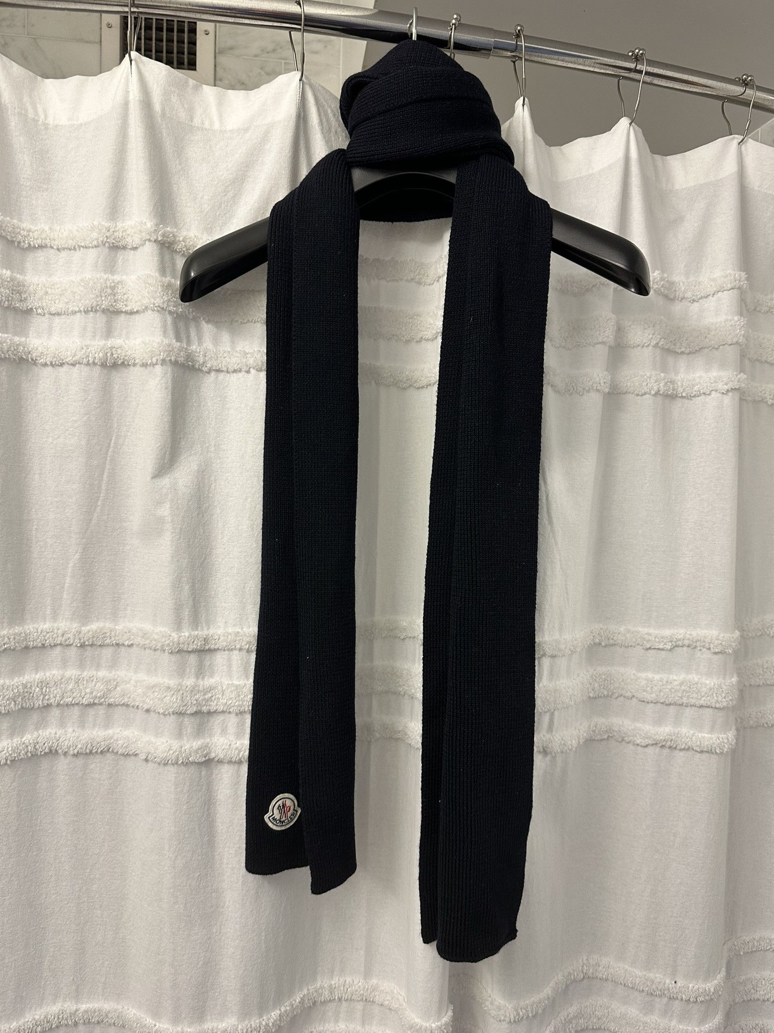 Moncler Dark Navy Wool Knitted Scarf Size ONE SIZE - 1 Thumbnail