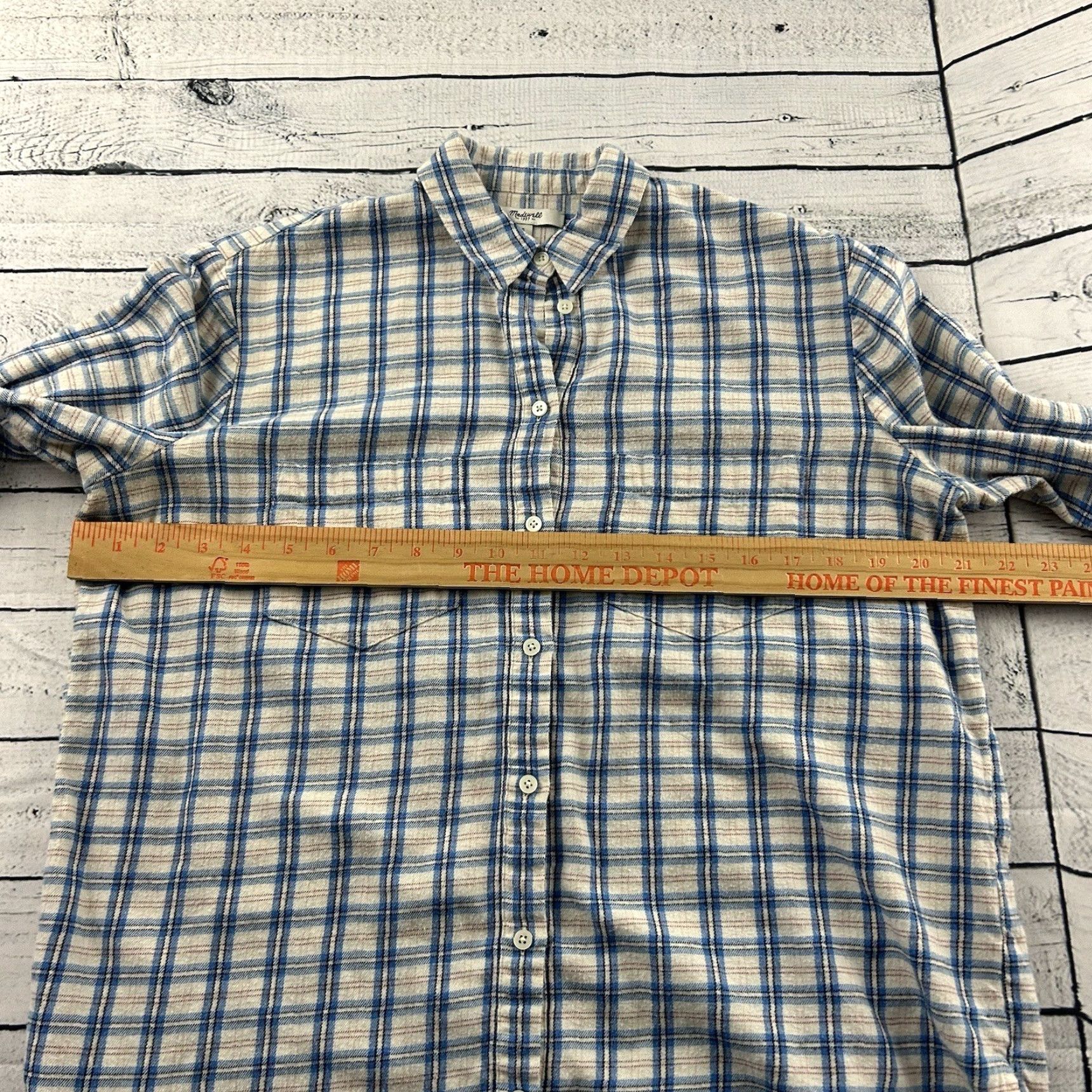 Madewell Madewell Plaid Flannel Button-Up Shirt Women's Small White Blue Sleeve Long Shirt Mens? Size S / US 4 / IT 40 - 4 Thumbnail