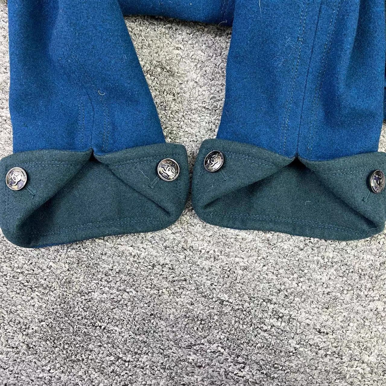 Chanel Chanel Runway Peacock Blue Wool Coat K12 Size XXS / US 00 / IT 34 - 6 Thumbnail