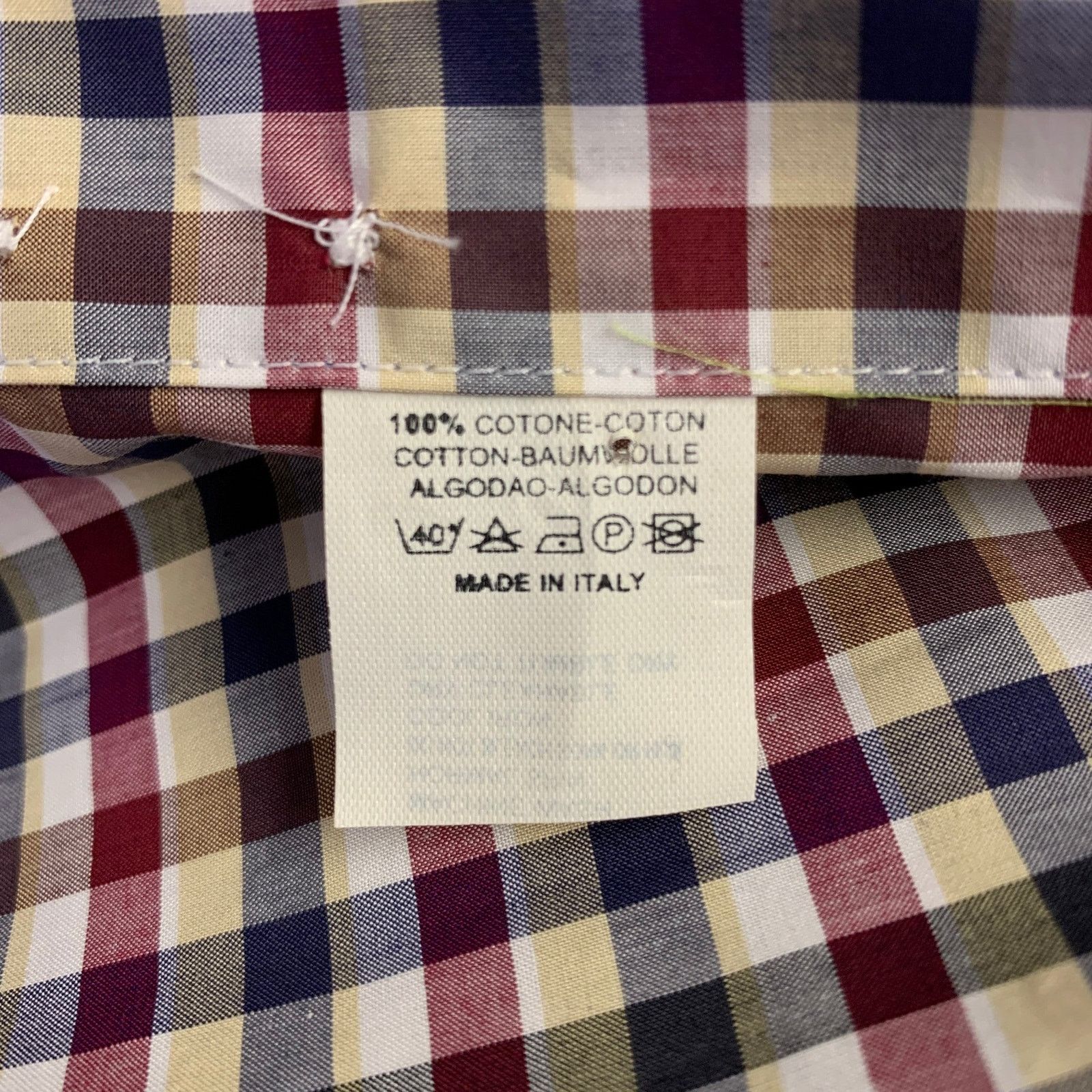 Etro L Navy Burgundy Checkered Cotton Button Up Long Sleeve Shirt Size US L / EU 52-54 / 3 - 6 Thumbnail