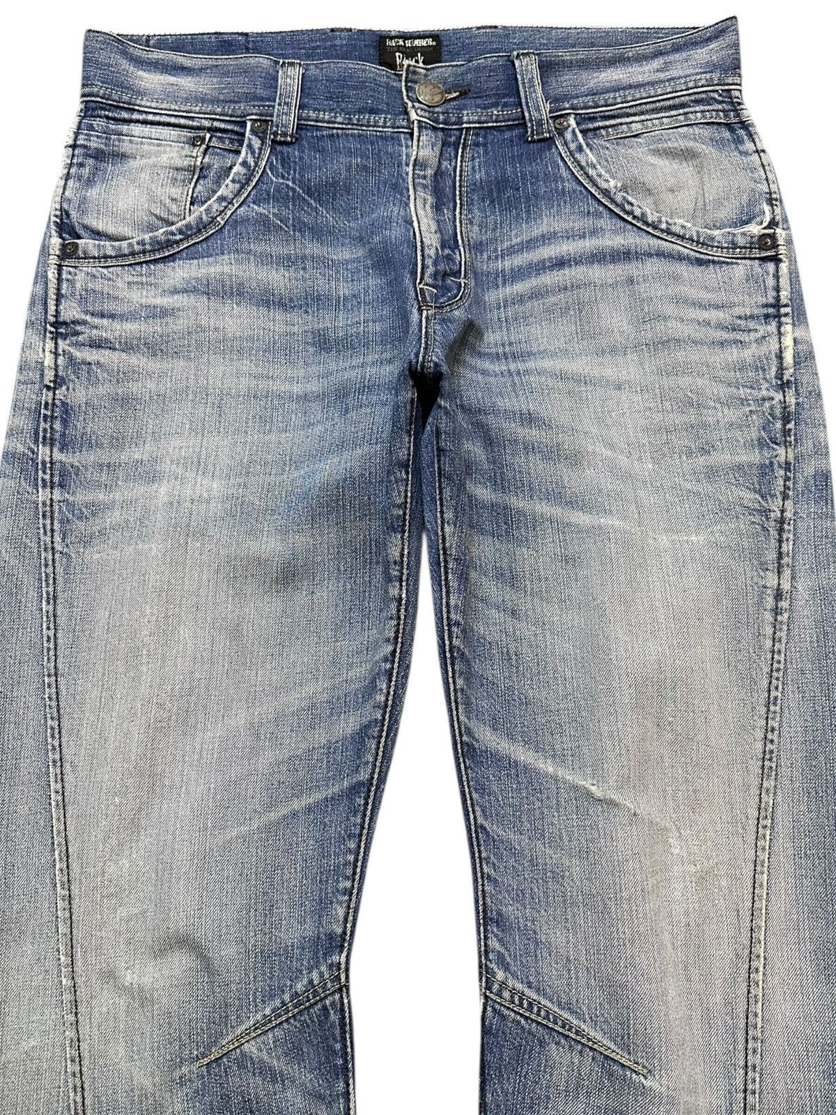 Japanese Brand Vintage Back Number Curvy Leg Whiskers Faded Denim Size US 33 - 2 Thumbnail