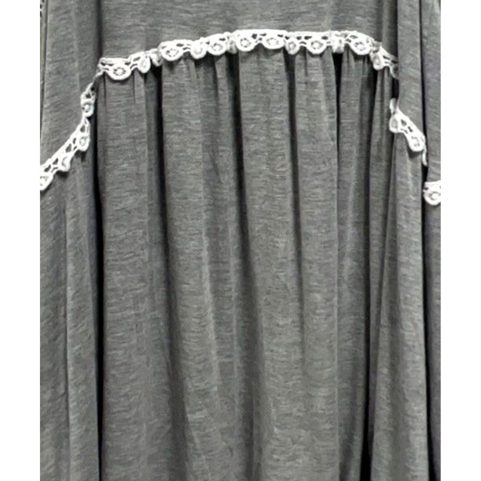 Vintage POL Tunic Tank Womens S Gray Hi-Low Crochet Lace Sleeveless Boho Cotton Lightweight Summer Shirt Size S / US 4 / IT 40 - 5 Thumbnail