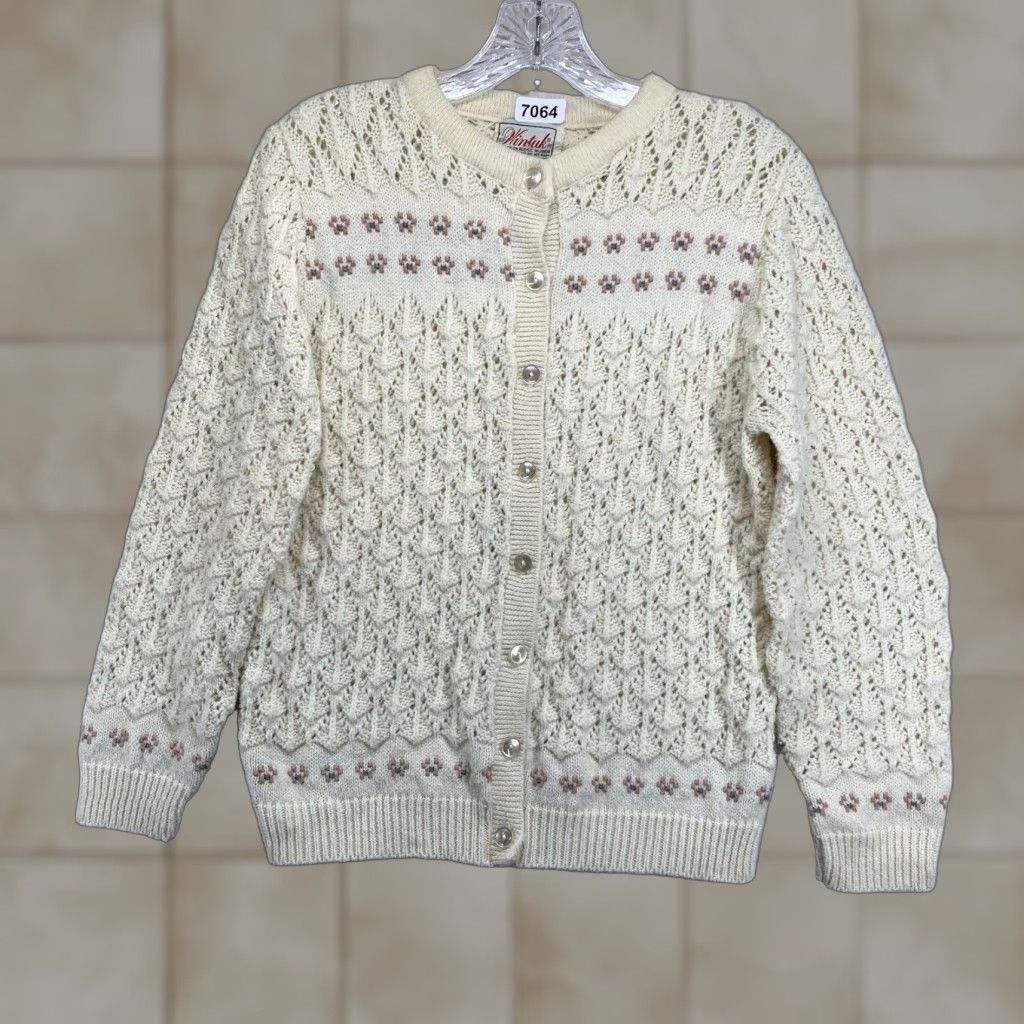 Vintage VINTAGE Wintuk Cardigan Sweater Women's Small Ivory Floral Embroidered 80s Bohemian Womens Size S / US 4 / IT 40 - 1 Thumbnail