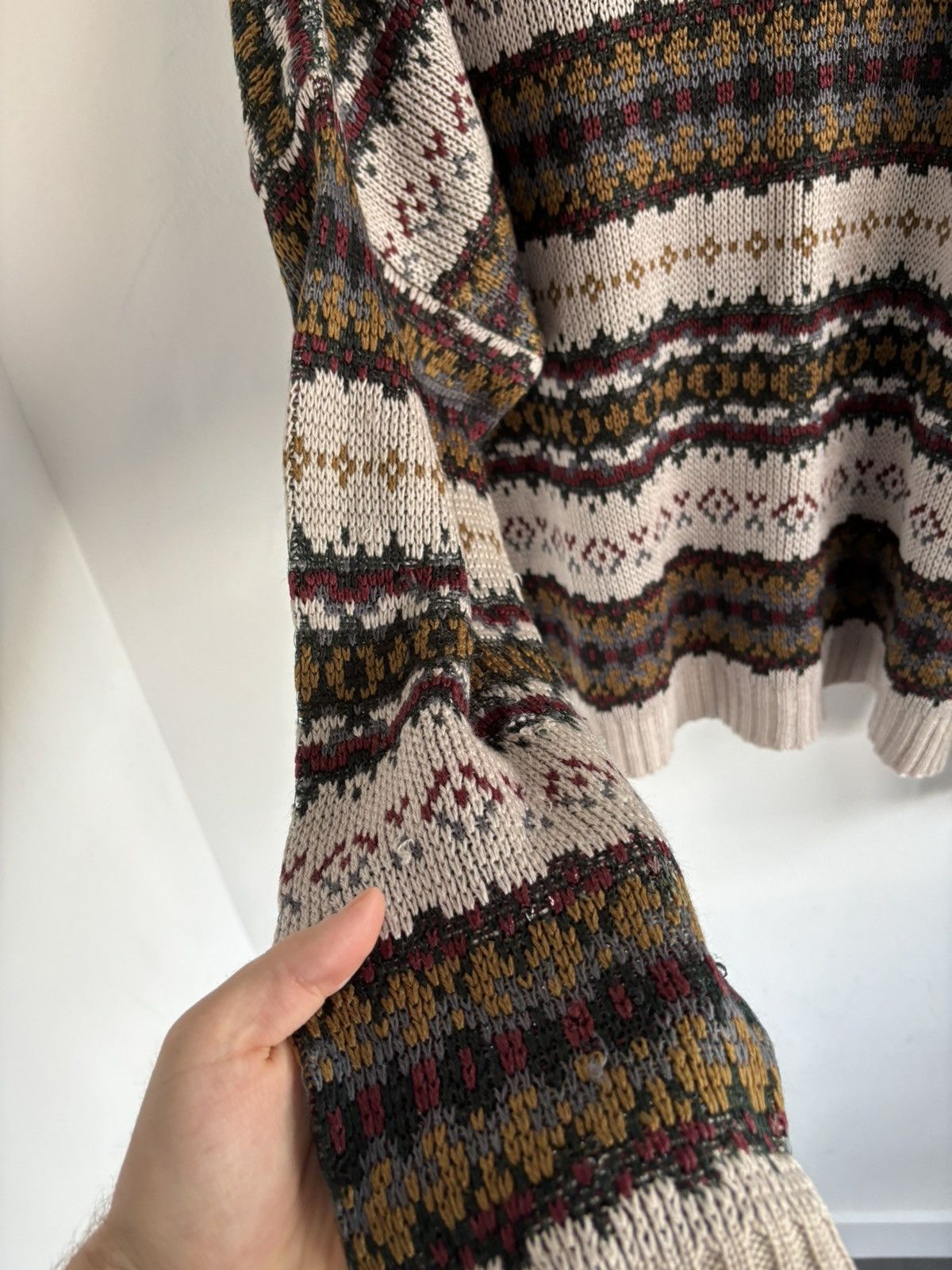 Japanese Brand Vintage Avant Garde Pattern Boxy Distressed Sweater Size US L / EU 52-54 / 3 - 14 Thumbnail