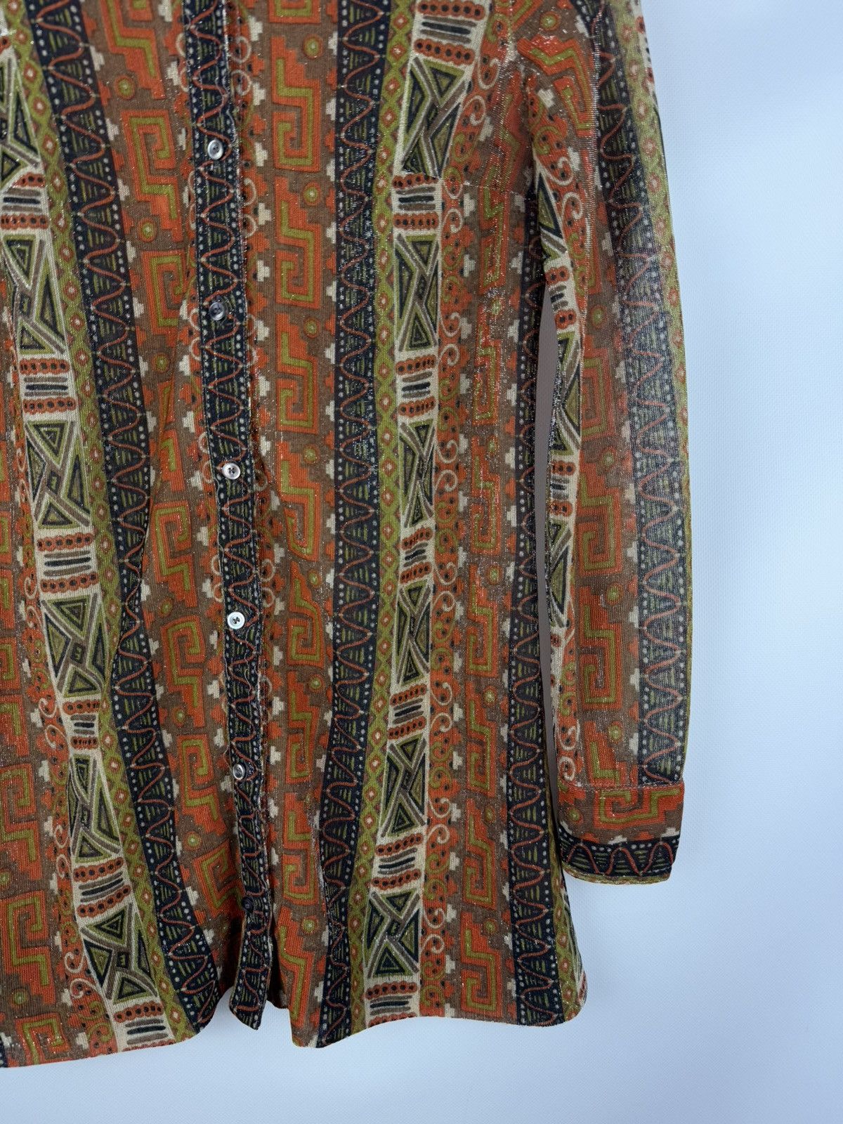 Celine Celine Vintage 70s Geometric Pattern L/S Button Up Shirt Size M / US 6-8 / IT 42-44 - 6 Thumbnail