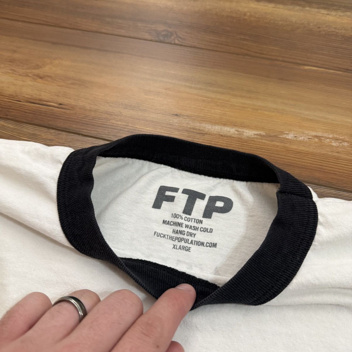 Fuck The Population White FTP Death Tour Ringer Tee Shirt 2015 Size US XL / EU 56 / 4 - 7 Thumbnail
