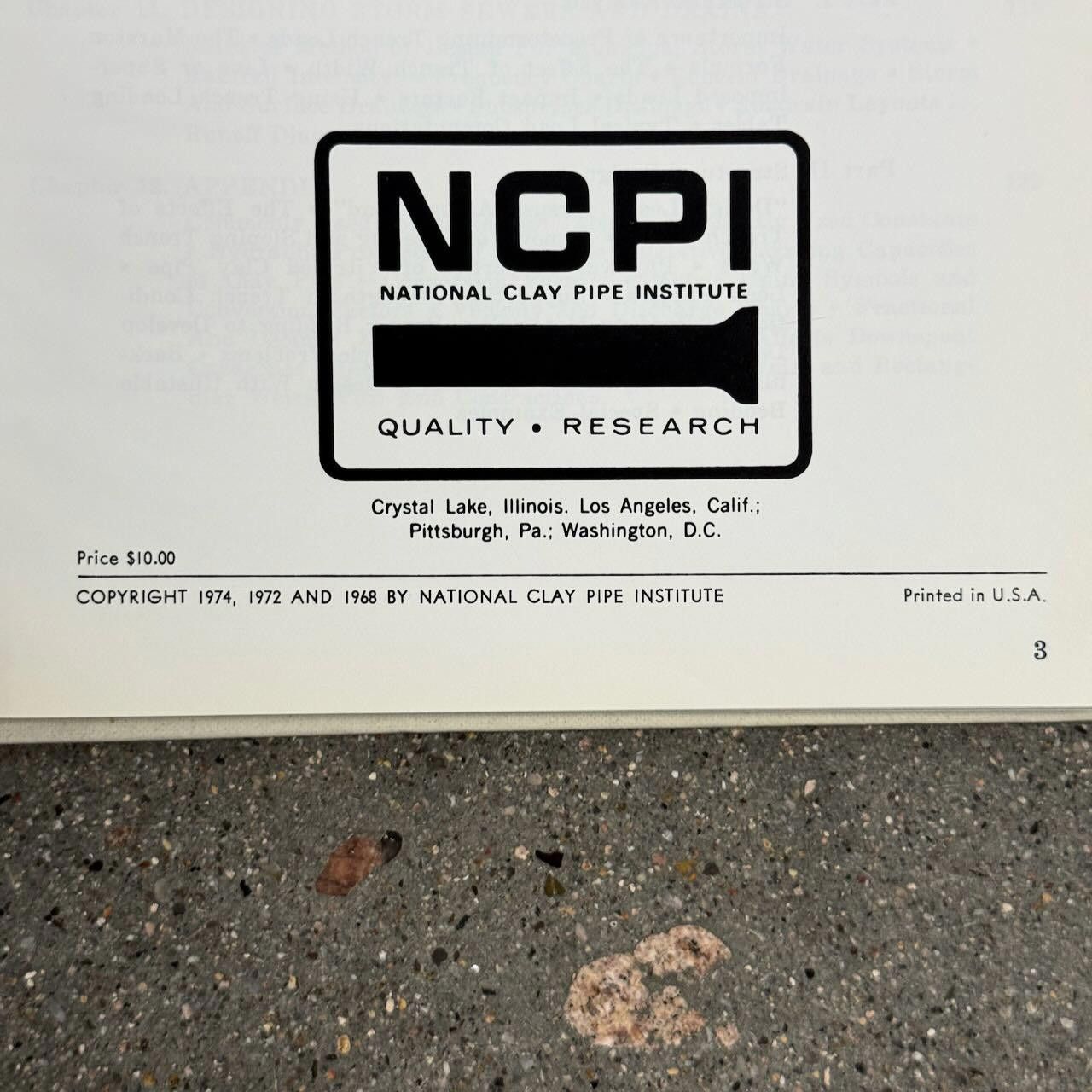 Designer VTG 1974 NCPI CLAY PIPE Engineering Manual 3rd Ed. w INSERTS Size ONE SIZE - 6 Thumbnail