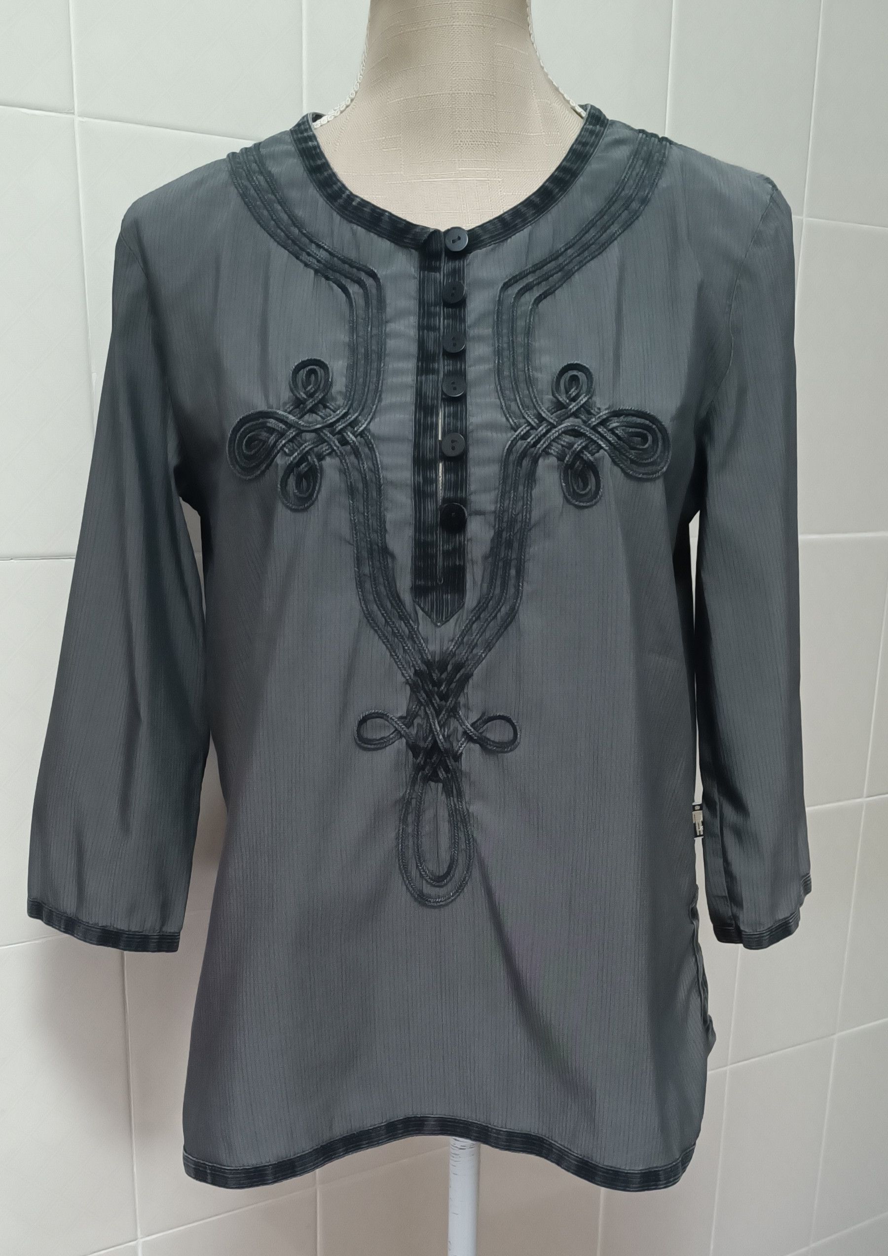 Jean Paul Gaultier Oriental-inspired embroidery gray t-shirt Size L / US 10 / IT 46 - 19 Thumbnail