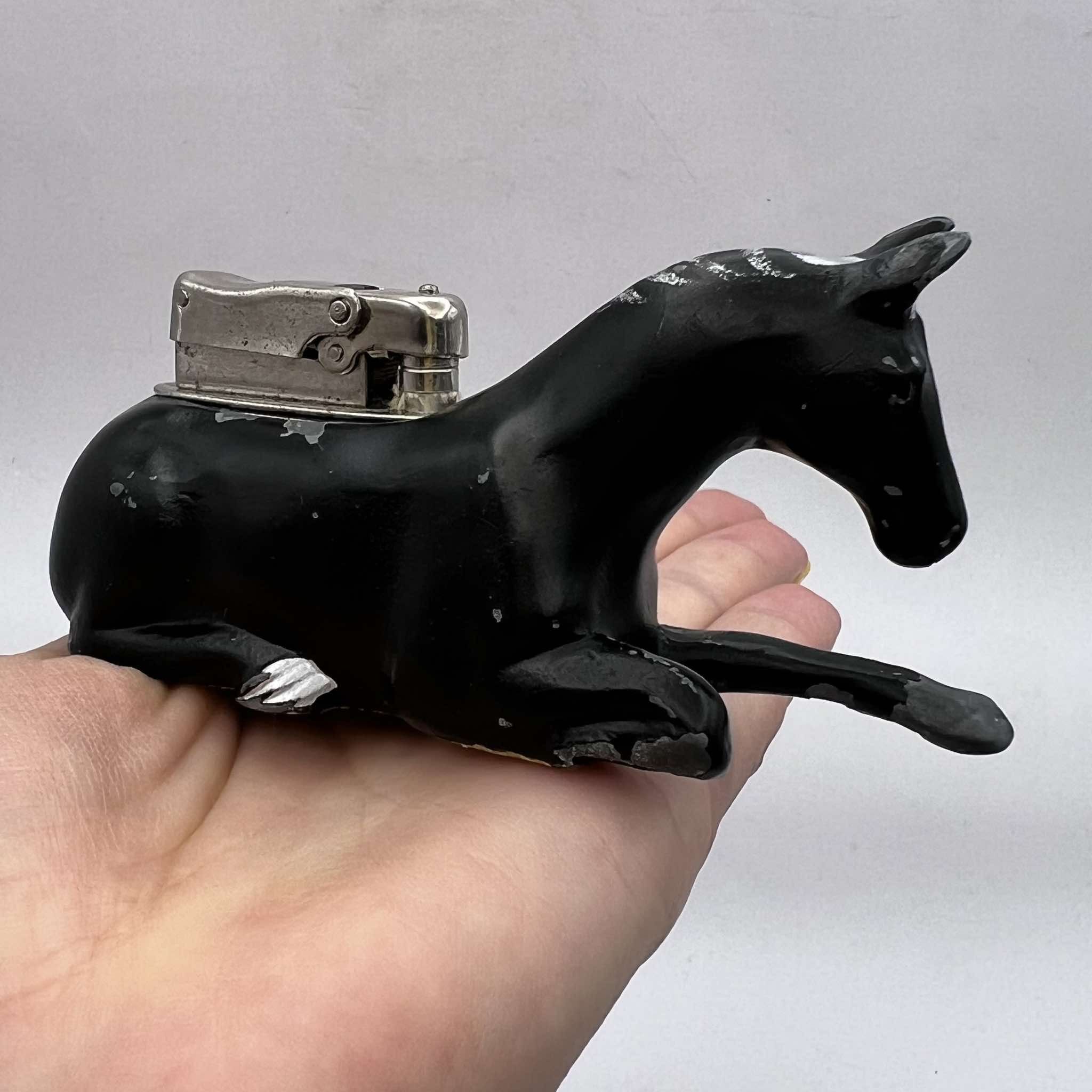 Vintage 1960's Vintage Desk Gasoline Lighter Horse Good Working Size ONE SIZE - 6 Thumbnail