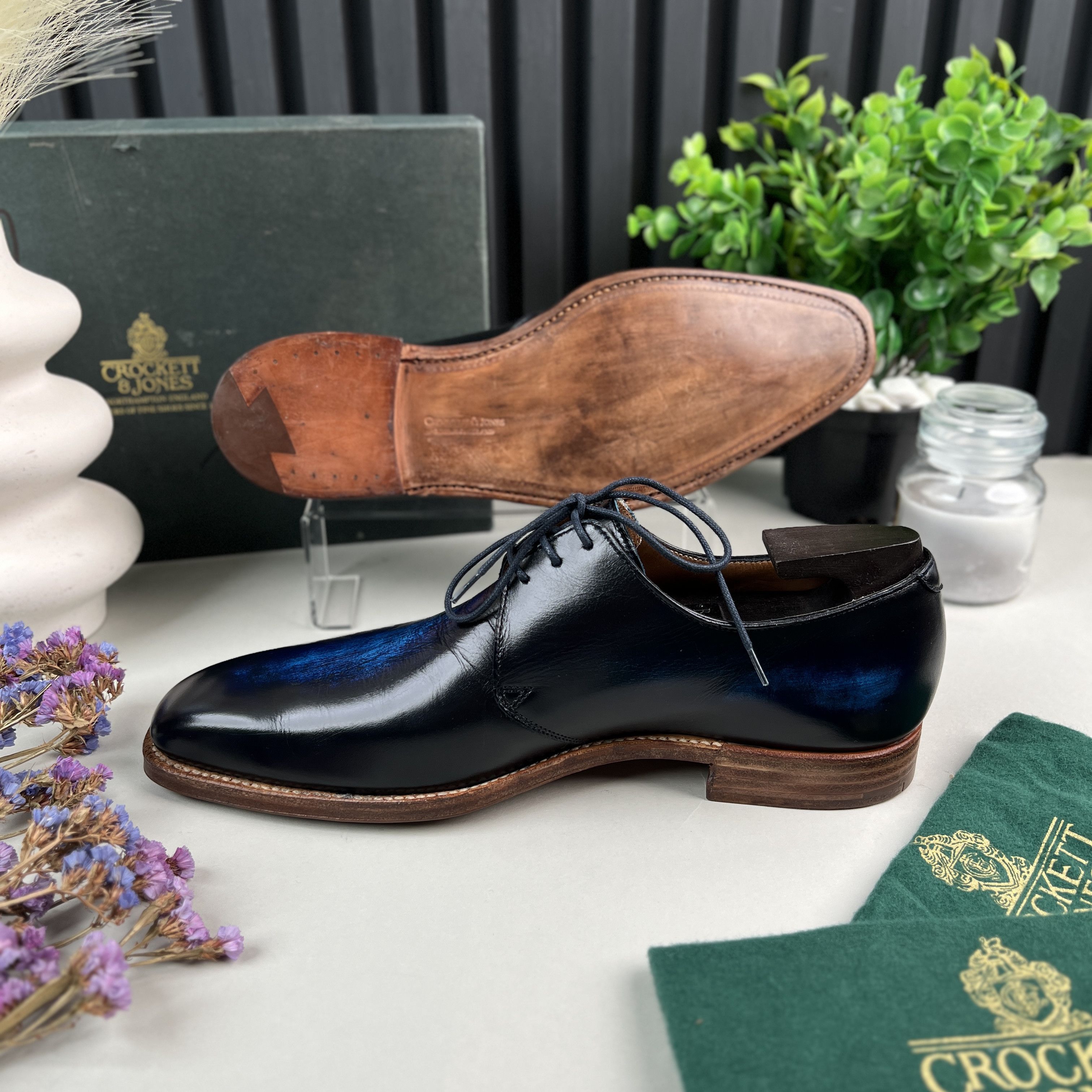 Crockett & Jones Highbury Derby Dress Blue Patina Leather Size US 8 / EU 41 - 9 Thumbnail