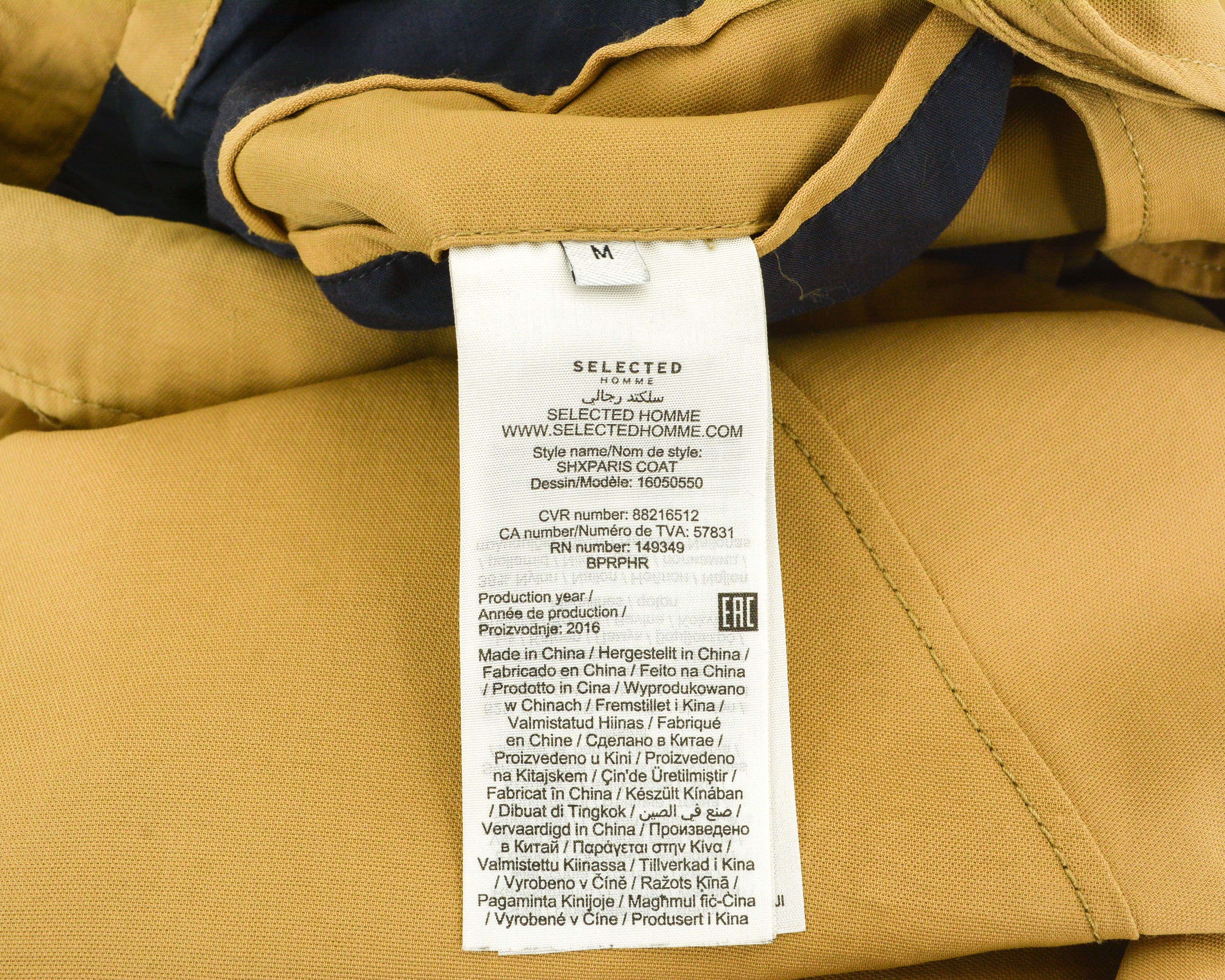 Selected Homme Indigo Shxparis coat M Men Rain trench mac jacket formal 40 Size US M / EU 48-50 / 2 - 7 Thumbnail