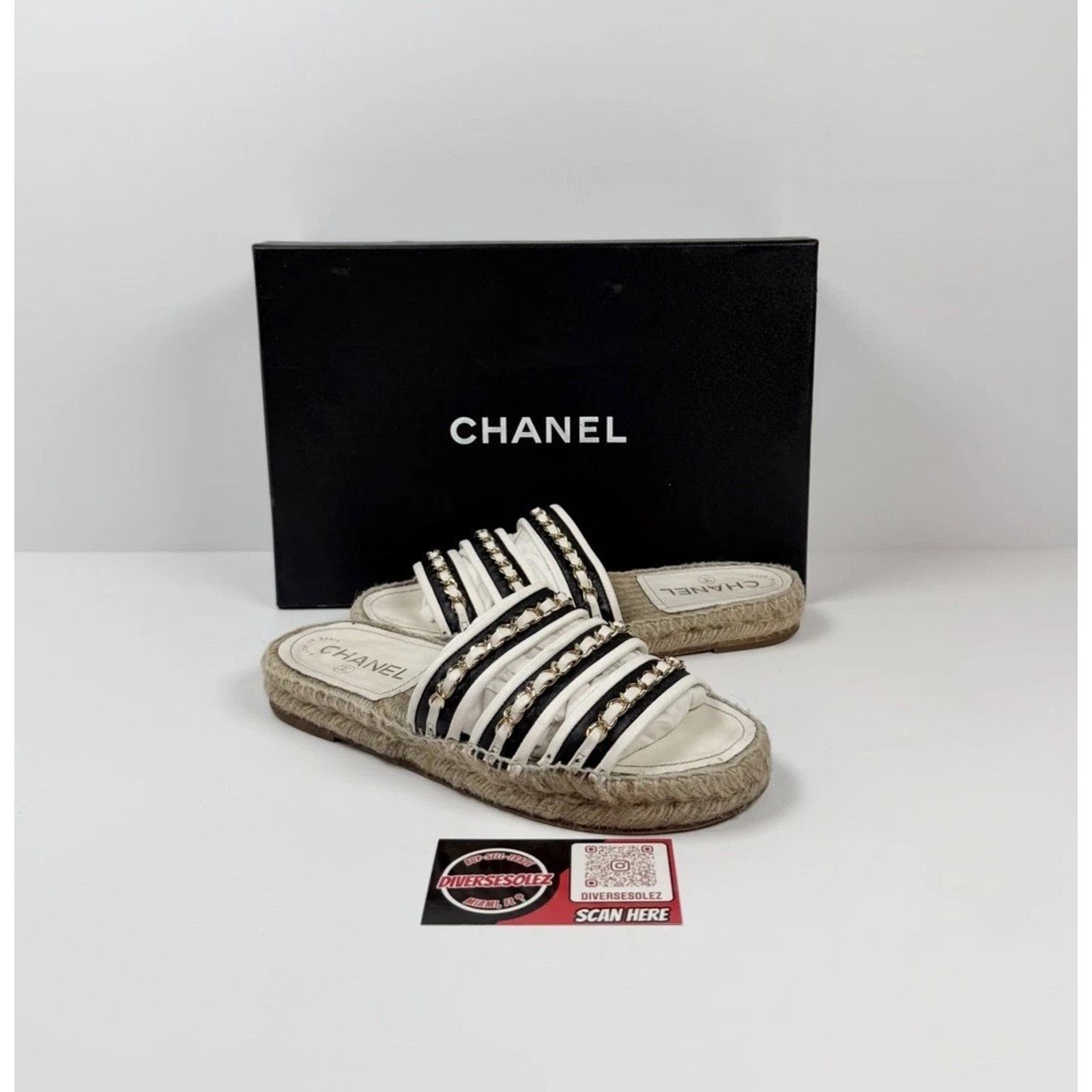 Chanel Size 36EU/6W - Chanel Chain Link Leather Espadrilles Size US 6 / IT 36 - 1 Thumbnail