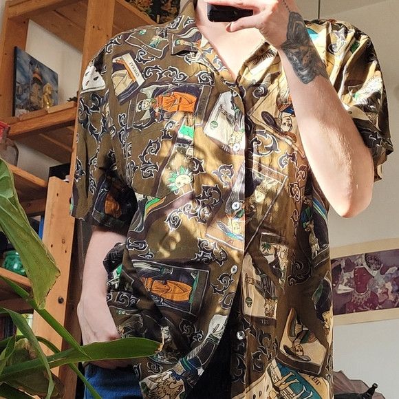 Desigual Desigual Resort Tarot Cards Brown Button Down Shirt - XL Size US XL / EU 56 / 4 - 7 Thumbnail