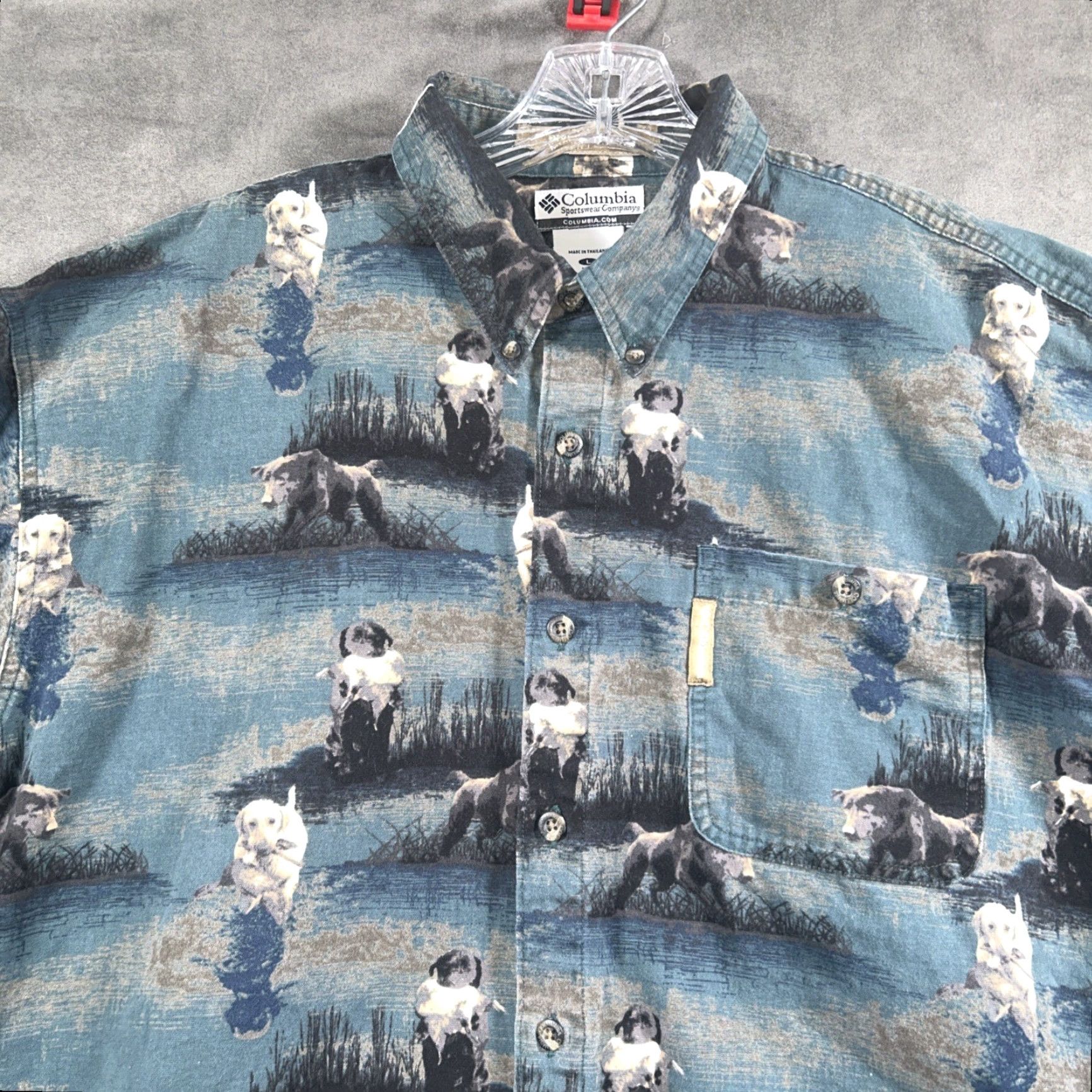 Vintage Columbia River Lodge Lab All Over Print Button Down Long Sleeve Mens L Size US L / EU 52-54 / 3 - 2 Thumbnail