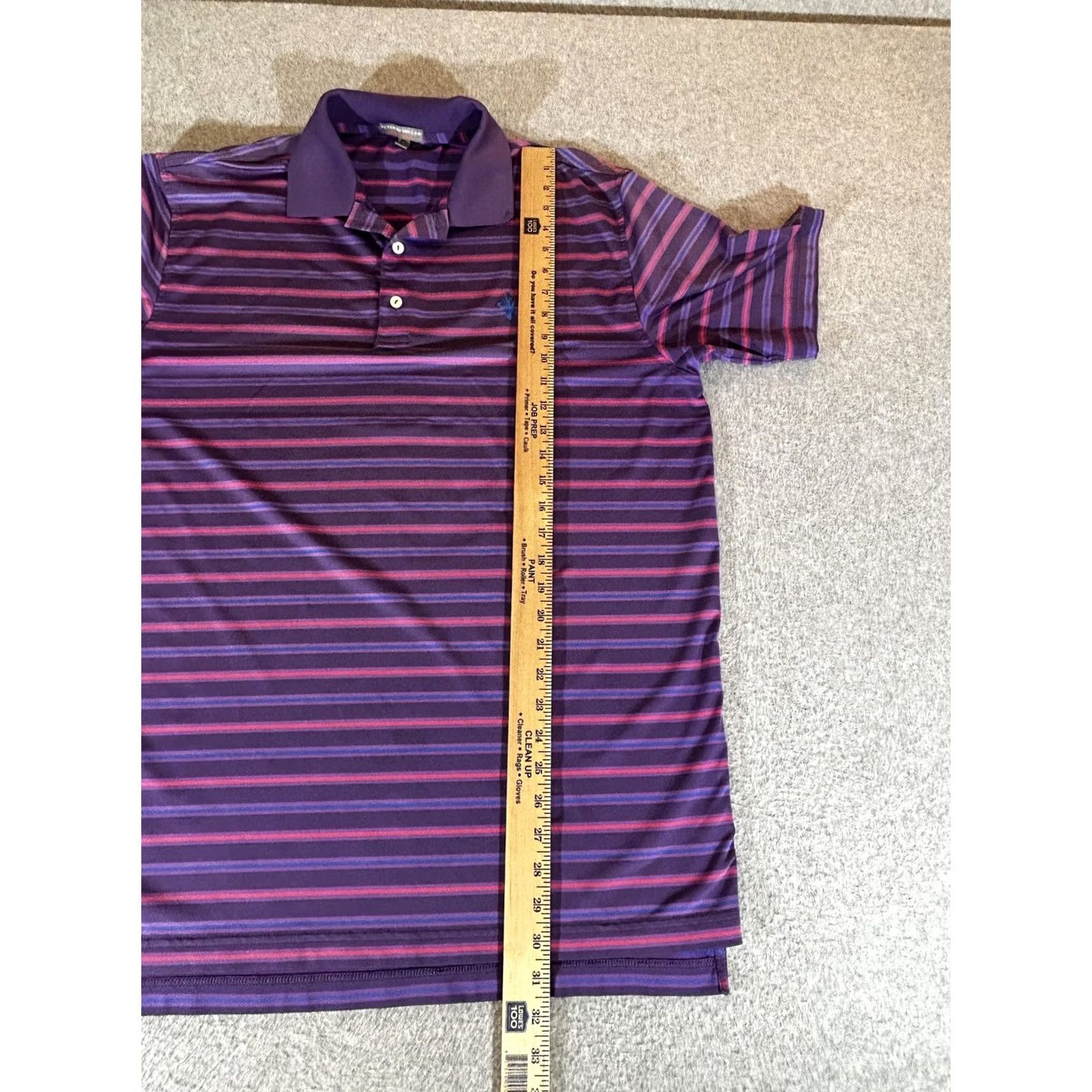 Peter Millar Peter Millar Polo Mens Large Shirt Golf Purple Stripe Summer Comfort Performance Moisture Wicking Quick Dry Short Sleeve 3-Button Collar Mens Size US L / EU 52-54 / 3 - 5 Thumbnail