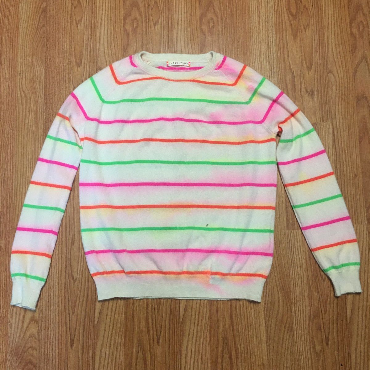 Other GUSSY and LOU Cream Multi Neon Stripes Cashmere Sweater M Size M / US 6-8 / IT 42-44 - 7 Thumbnail