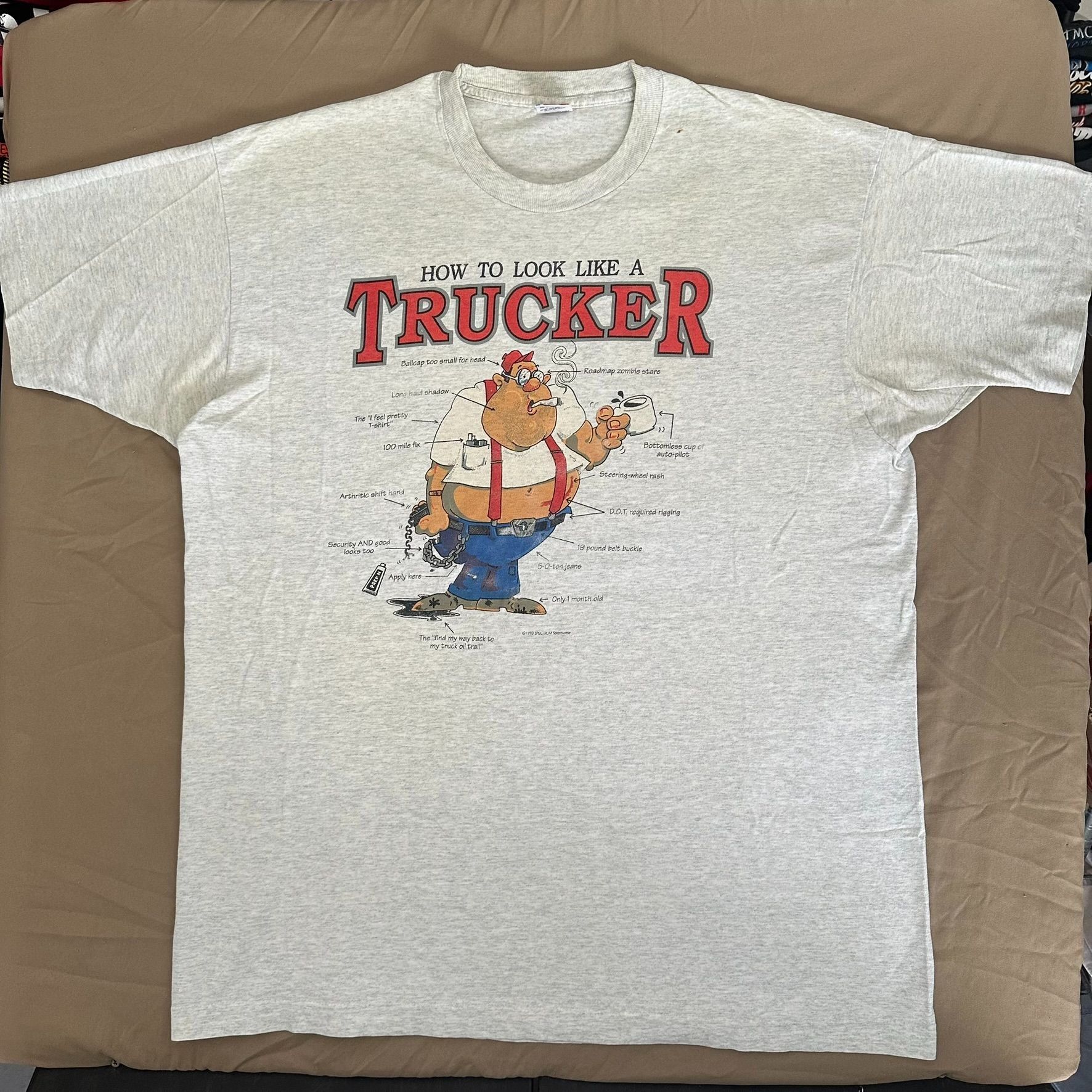 Fruit Of The Loom Vintage 90s Trucker Humor T-Shirt Funny Truck Driver Single Size US XXL / EU 58 / 5 - 1 Thumbnail