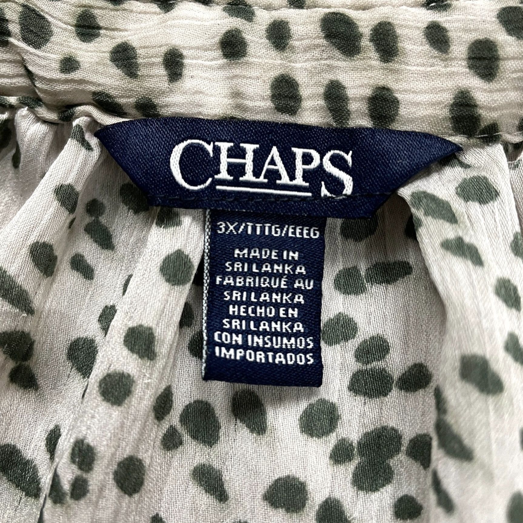 Chaps Chaps Blouse Tunic Womens 3XL Black White Polka Dot V-Neck Short Sleeve Casual Size XXL / US 16-18 / IT 52-54 - 4 Thumbnail