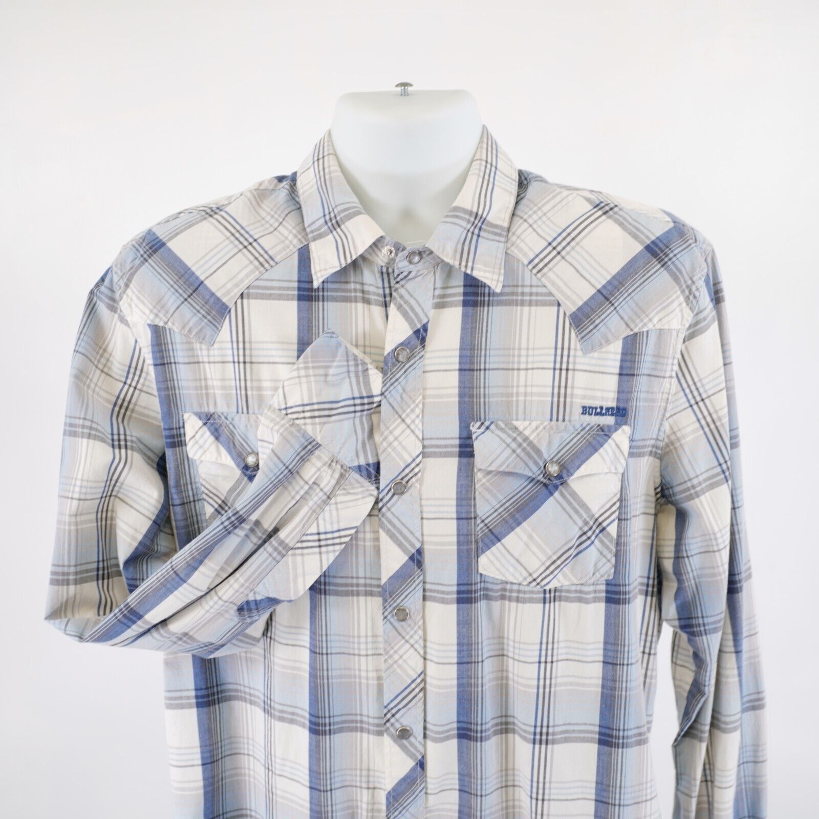 Other Bullhead Western Style Pearl Snap Large White Blue Plaid Col Size US L / EU 52-54 / 3 - 1 Thumbnail
