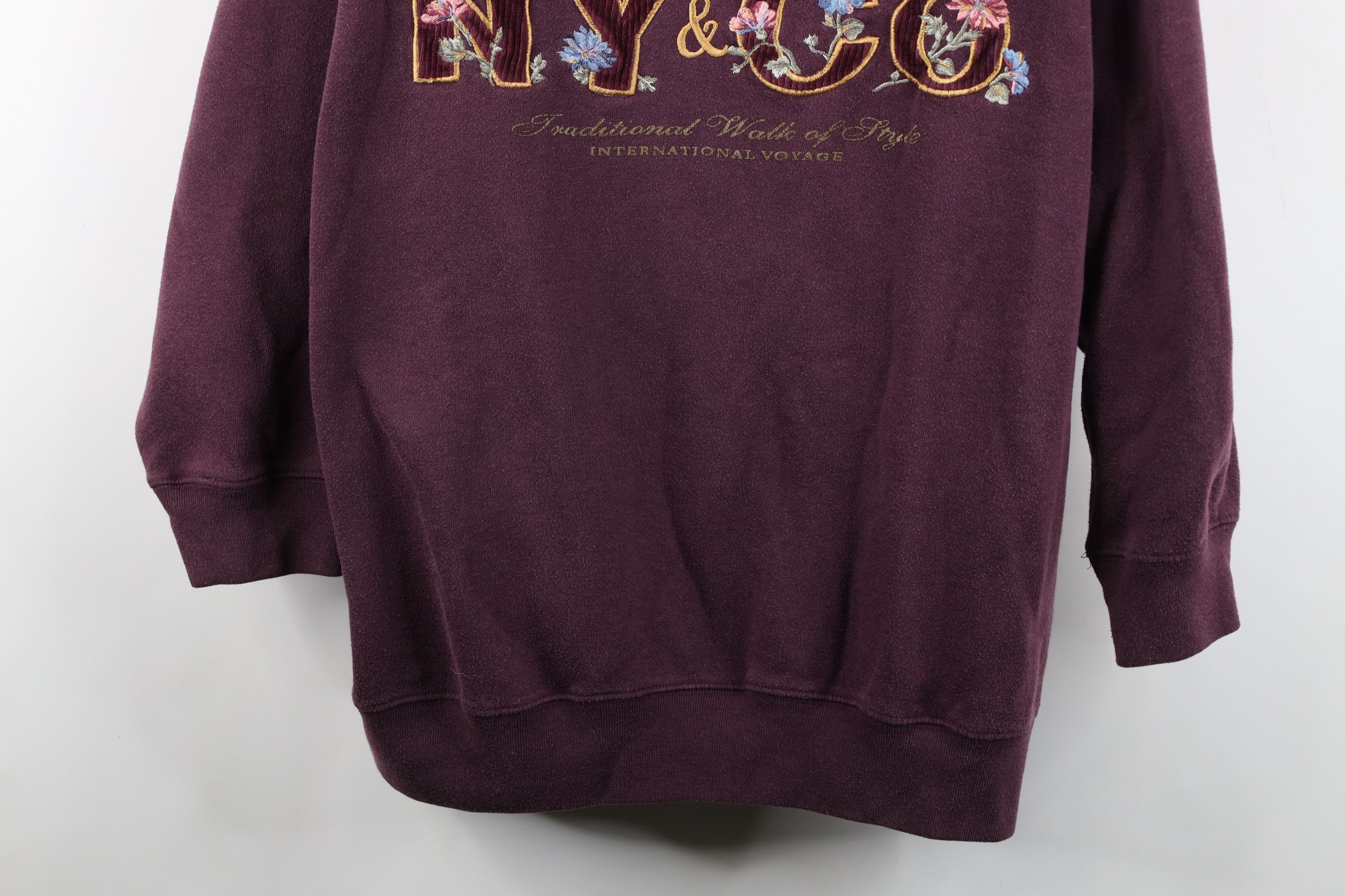 Vintage Vintage 90s Streetwear New York Flower Corduroy Sweatshirt Size XL / US 12-14 / IT 48-50 - 3 Thumbnail