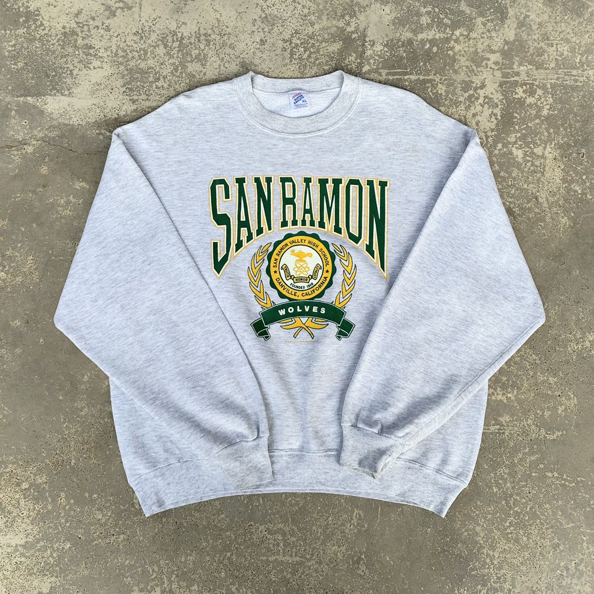 image of High School Legends x Jerzees Vintage 90's Jerzees San Ramon Wolves Sweatshirt in Grey, Women's (Si