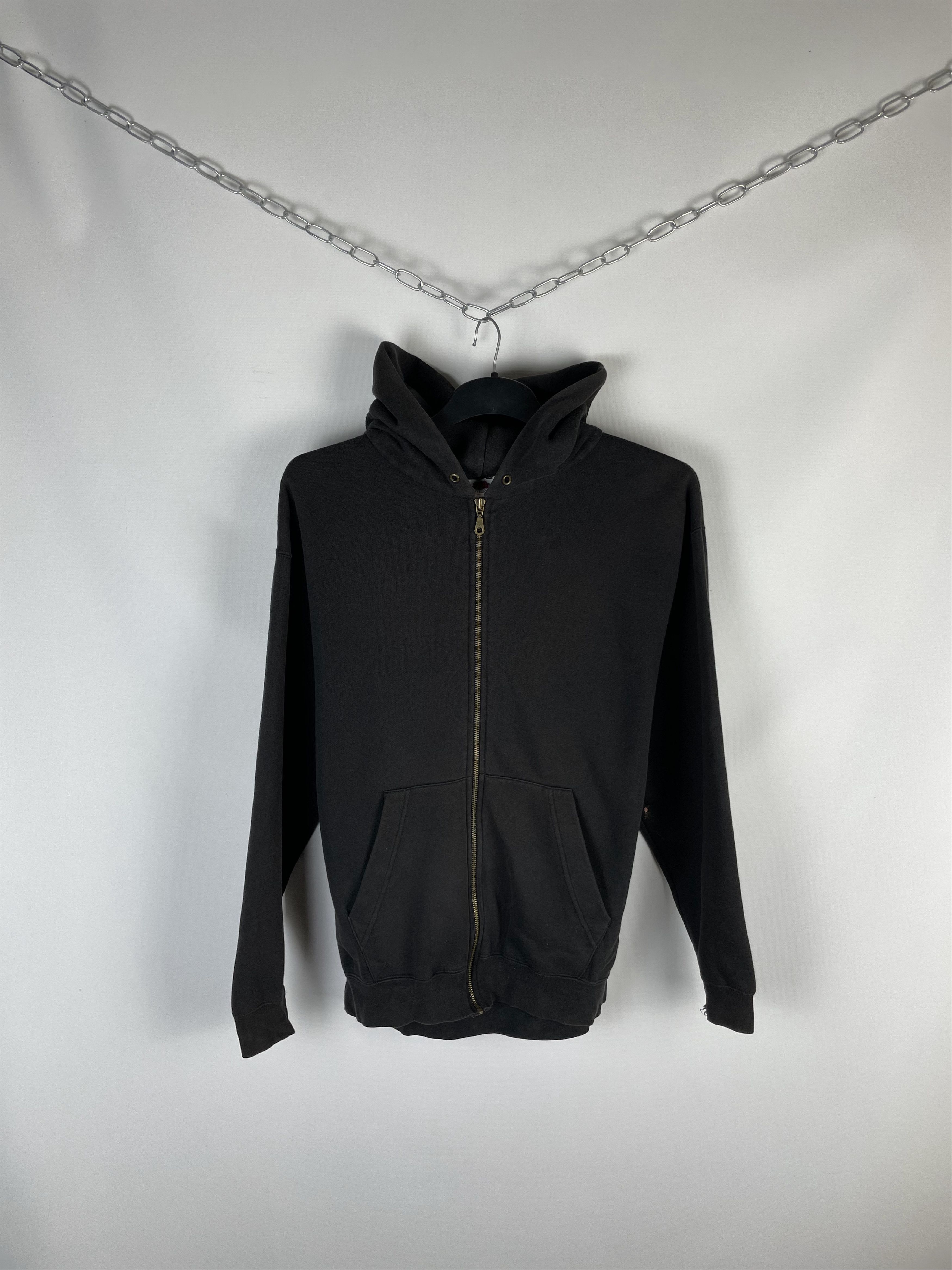 Fruit Of The Loom Vintage 90s Blank Black Zip Hoodie Size US M / EU 48-50 / 2 - 1 Thumbnail