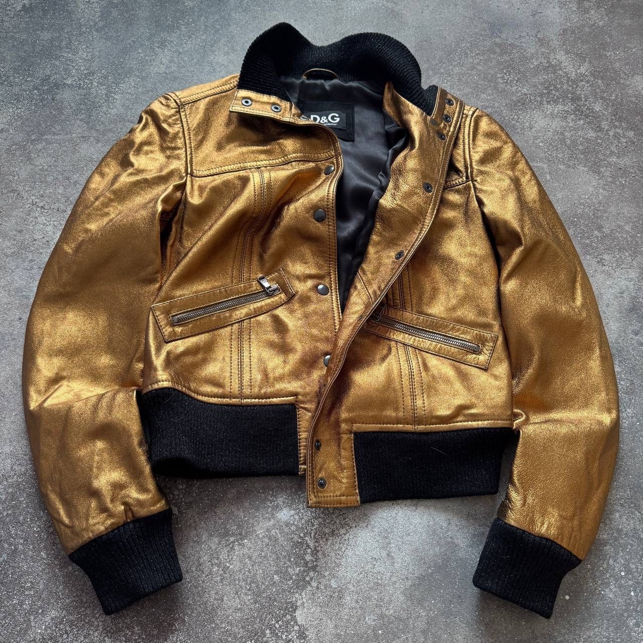 Dolce & Gabbana Dolce & Gabbana Vintage Y2K Glam Rock Gold Leather Jacket Size M / US 6-8 / IT 42-44 - 10 Thumbnail