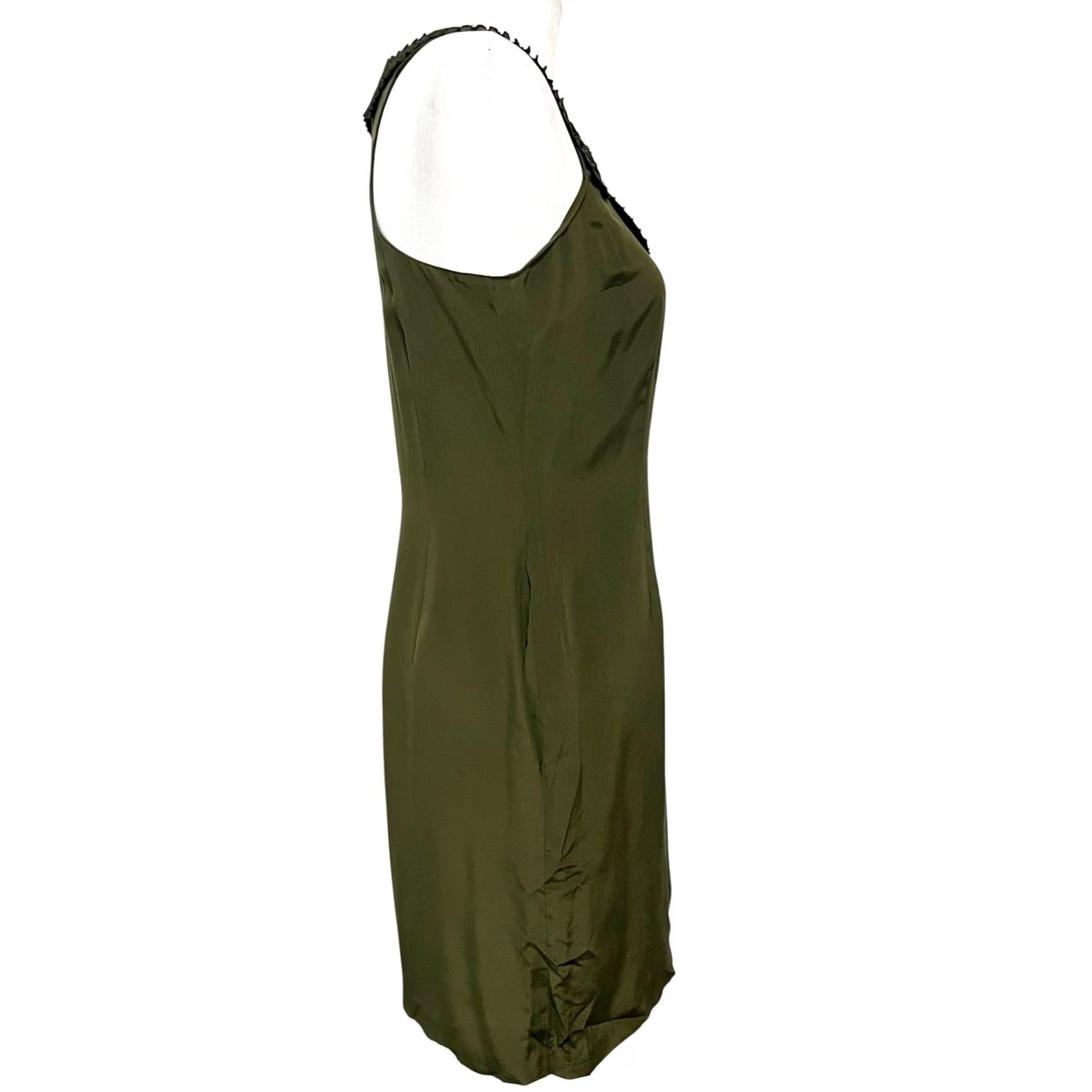 Vintage Cynthia Steffe Silk Dress Sleeveless Beaded Neckline Pockets Size 4 Womens Short 100% Silk Burgundy/Green Solid Party Cocktail Sheath Tank Dress Size S / US 4 / IT 40 - 6 Thumbnail