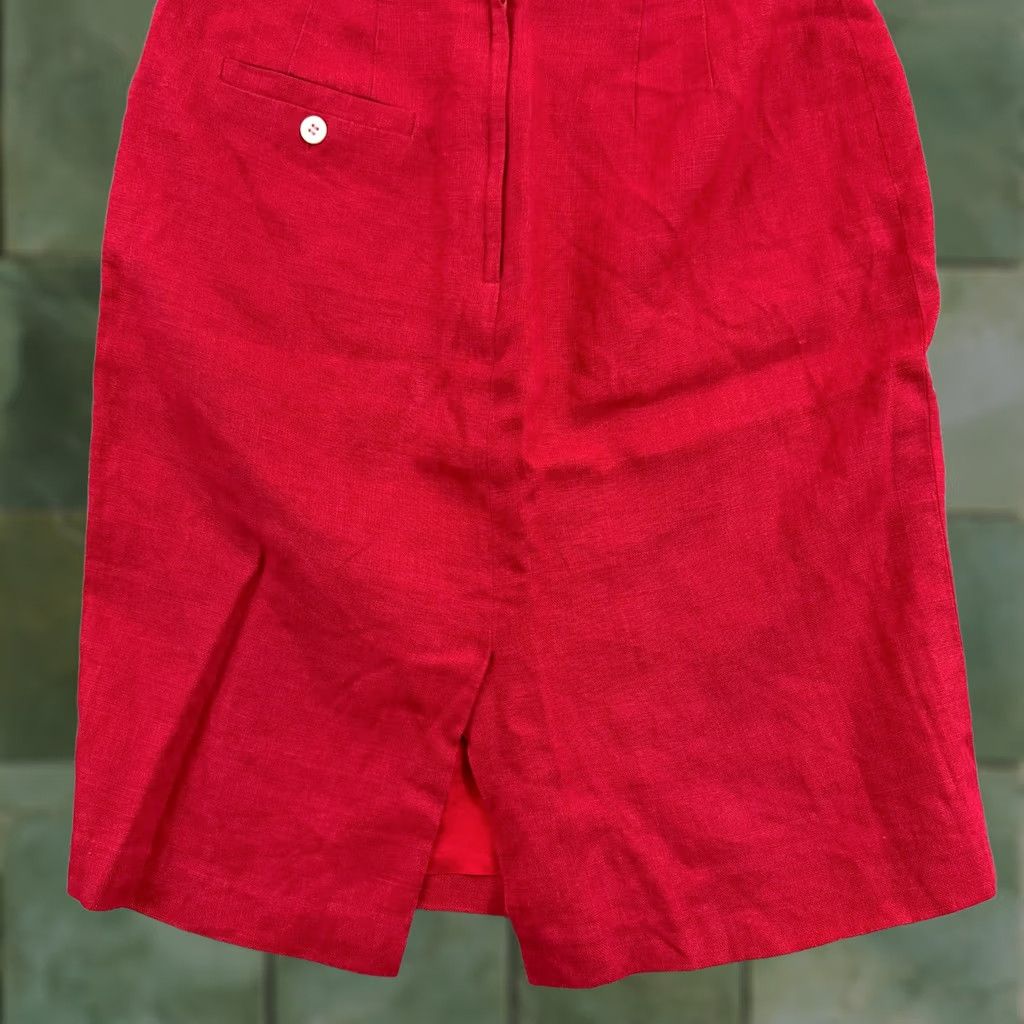 Brooks Brothers VINTAGE Brooks Brothers Skirt Womens Knee Length Red 12 Linen 80s Pencil Size 34" / US 12 / IT 48 - 1 Thumbnail