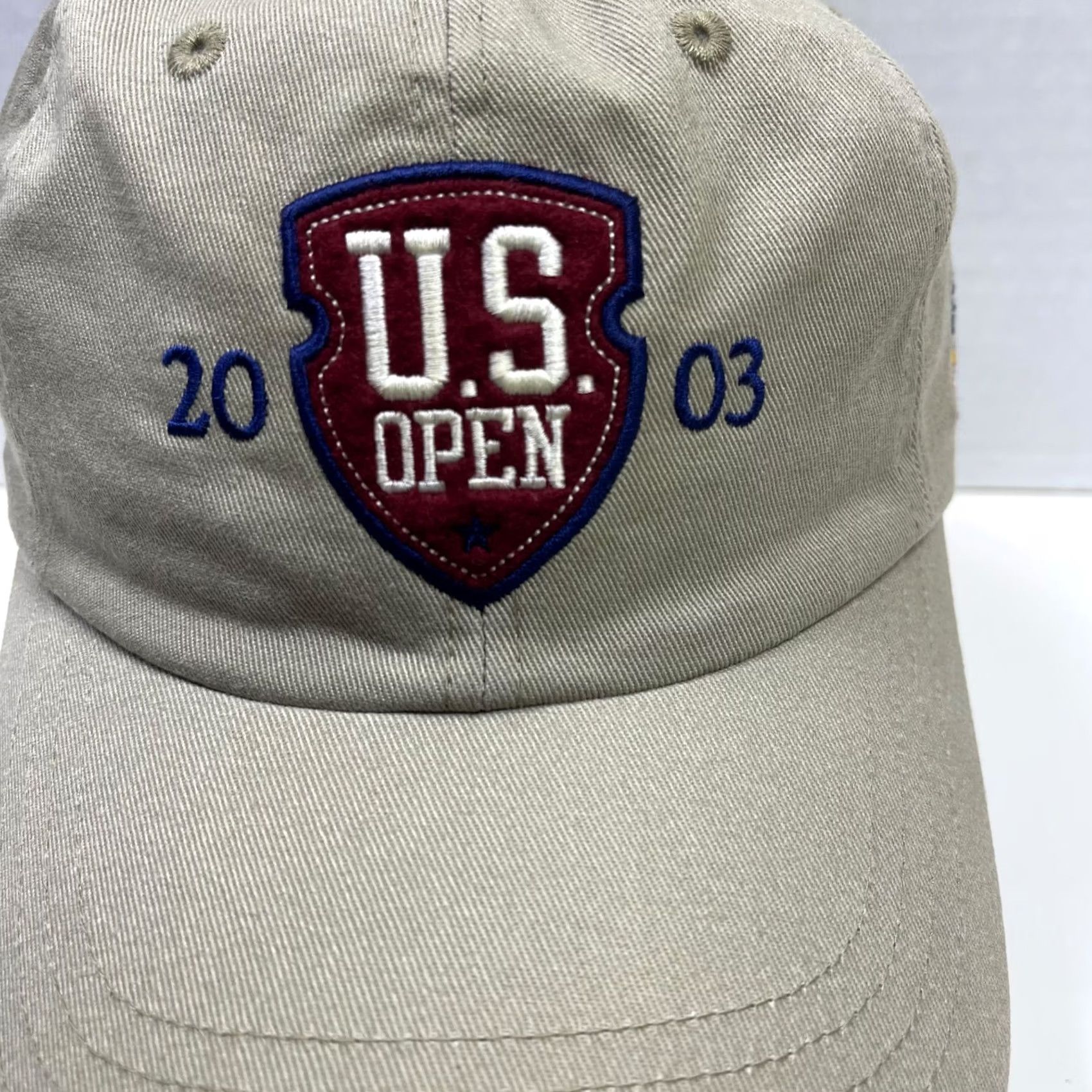 Vintage VINTAGE 2003 US Open Golf Hat Cap Beige Leather Patch Mark Jackson Chicago Illinois Mens One Size Adjustable Cotton Size ONE SIZE - 2 Thumbnail