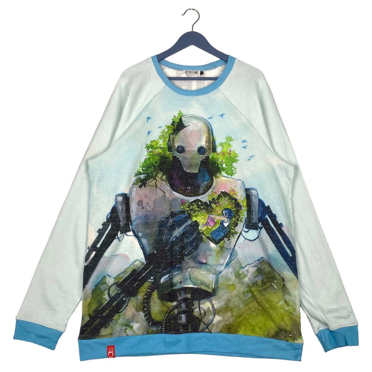 Vintage Vintage HeroTime Full Print Crewneck Sweatshirt Blue Size US XL / EU 56 / 4 - 1 Thumbnail