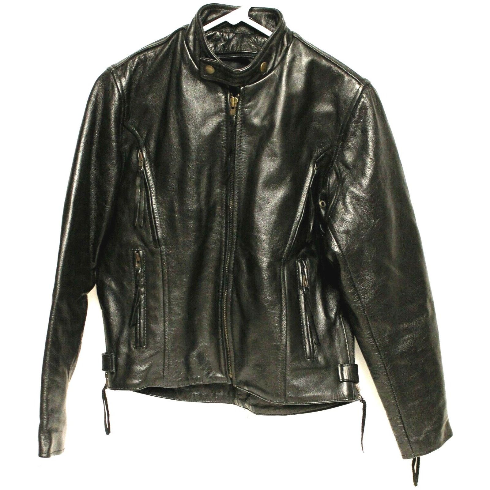 image of Vintage VTG 1990S Black Leather Biker Jacket Men S/m 36 Punk Rock Ve (Size Small)