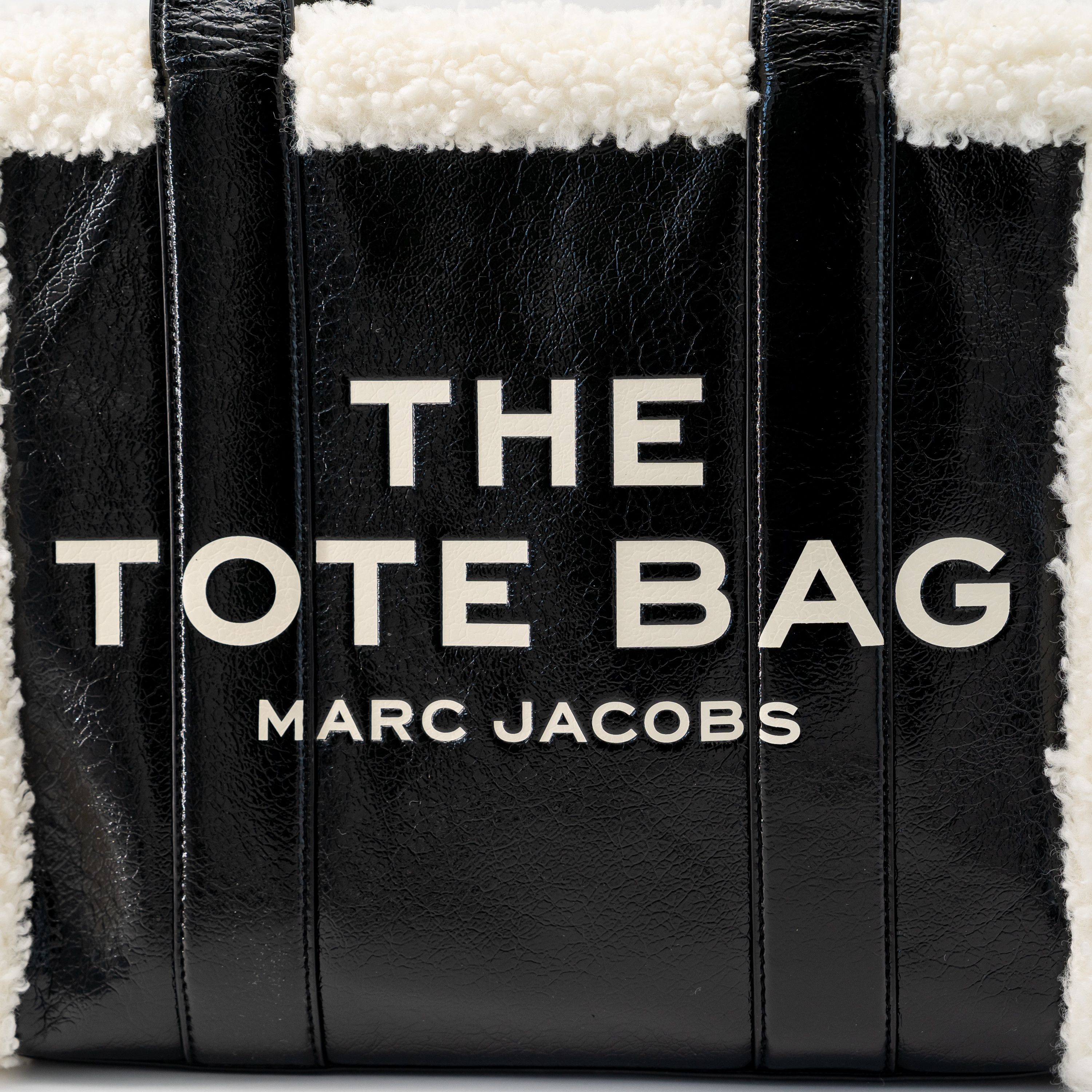 Marc Jacobs Marc Jacobs Crinkle Leather Shearling Tote Bag Large Black Size ONE SIZE - 4 Thumbnail