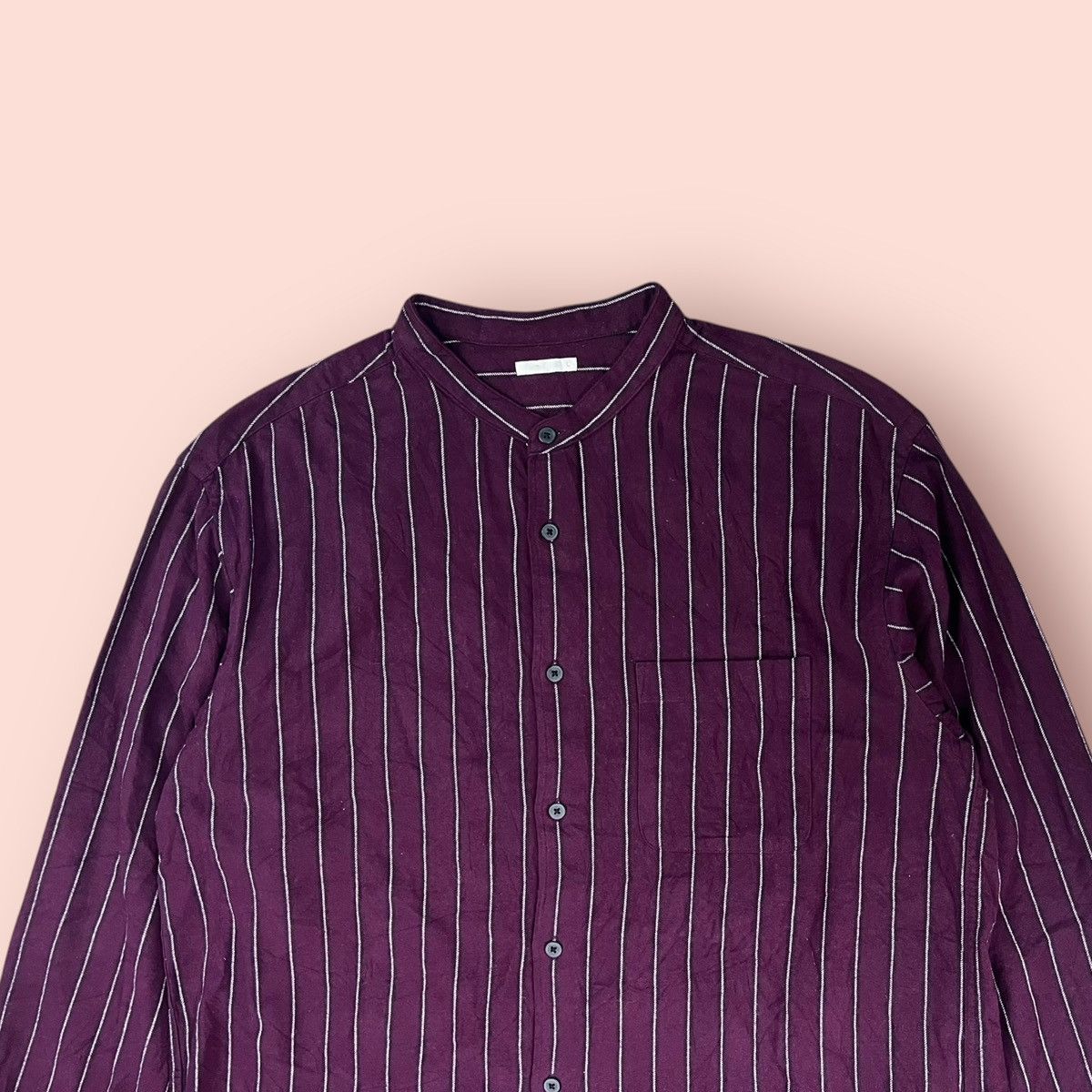 GU × Japanese Brand × Jun Takahashi VINTAGE GU PURPLE STRIPED SOFT FLANNEL STAND COLLAR Size US L / EU 52-54 / 3 - 12 Thumbnail